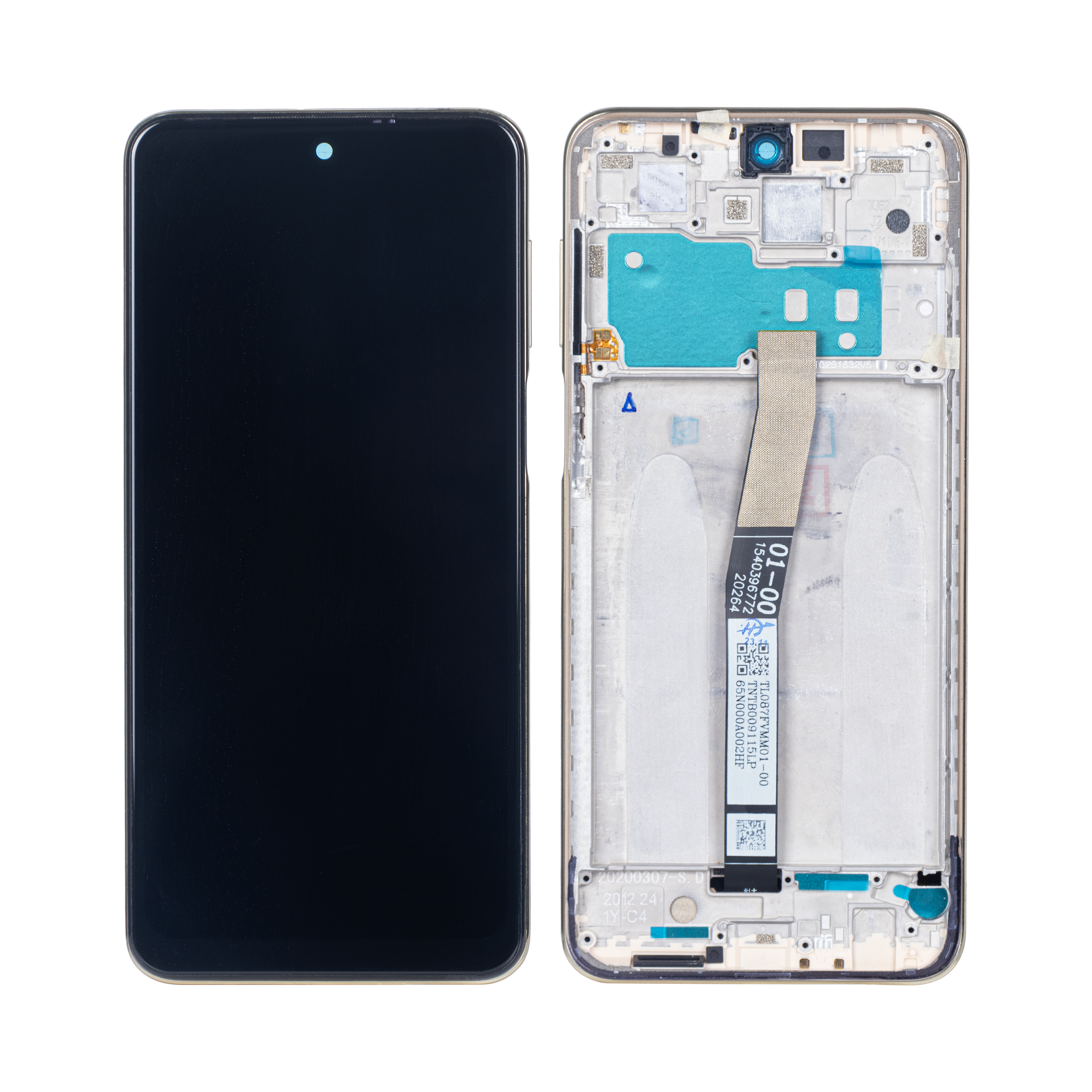 شاشة Xiaomi Redmi Note 10 Lite ومحول رقمي مع إطار بلون ذهبي شامباني