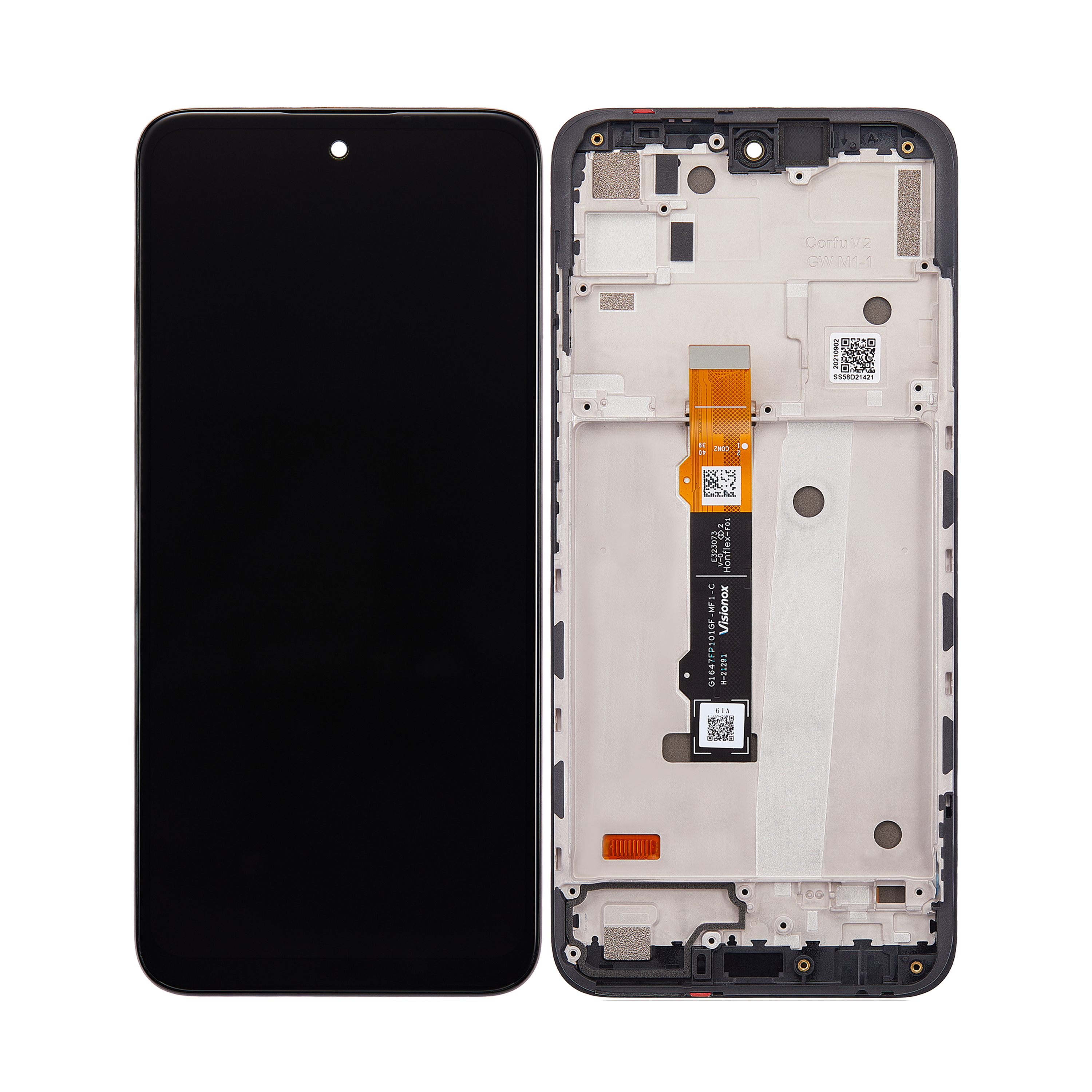 شاشة ومحول رقمي (ديجيتالايزر) Motorola Moto G71 5G مع إطار أسود أصلي