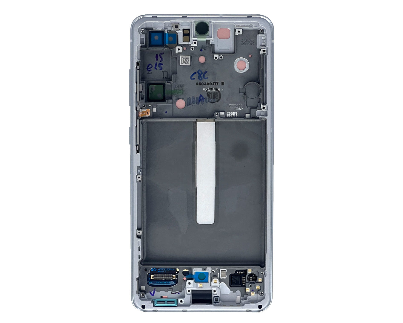 Ecrã e Digitalizador Samsung Galaxy S21 FE G990B com Chassi Branco (Service Pack)