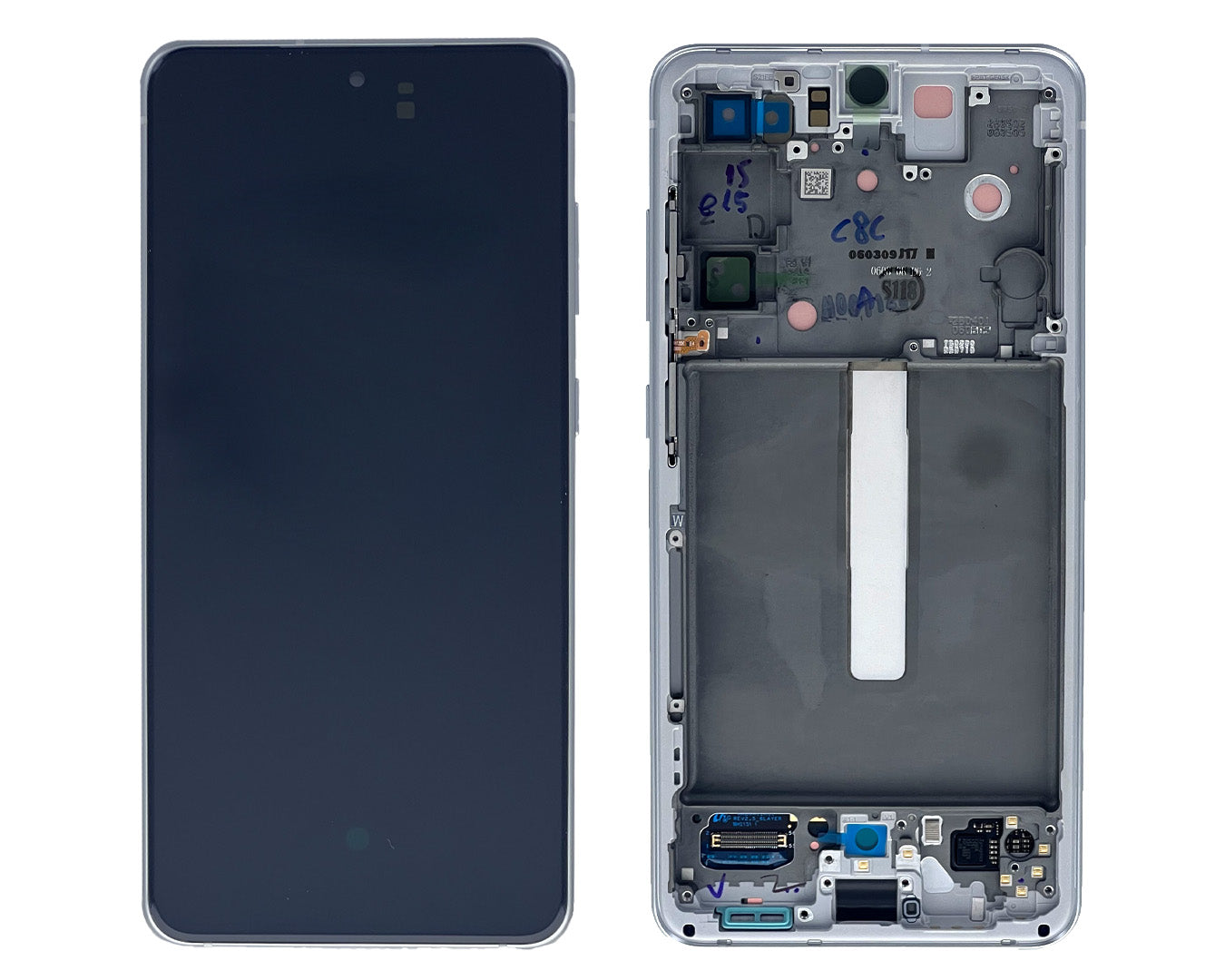 Ecrã e Digitalizador Samsung Galaxy S21 FE G990B com Chassi Branco (Service Pack)
