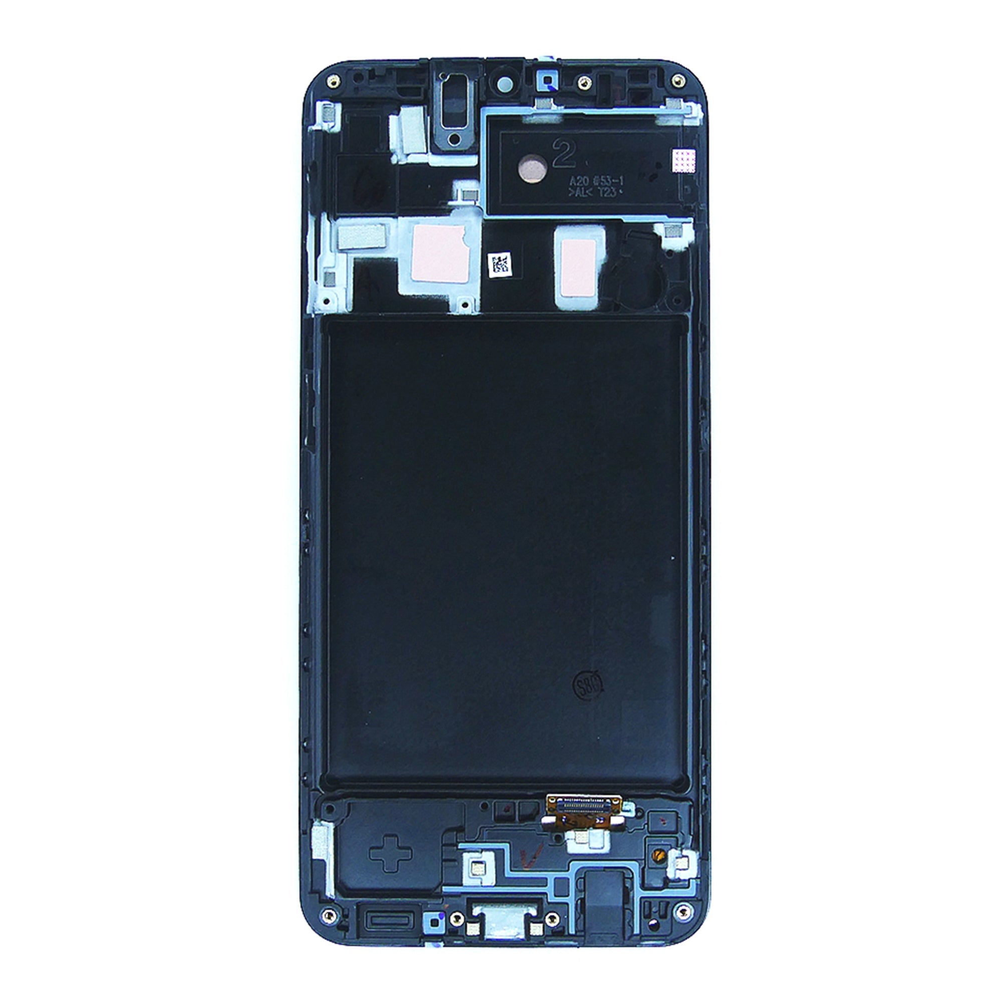 Samsung Galaxy A20 A205F Ecrã e Digitalizador com Aro Preto Service Pack