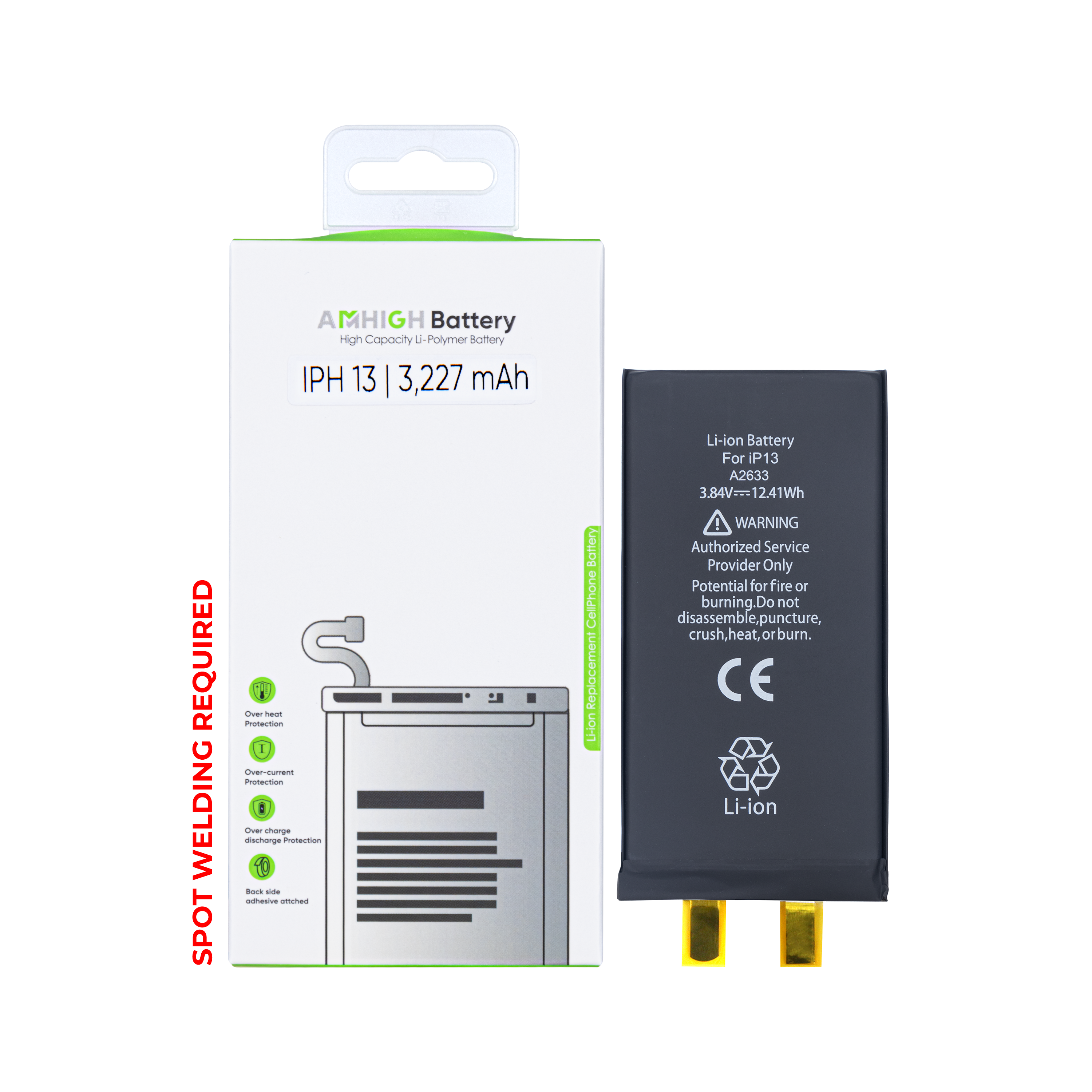 For Apple iPhone 13 Battery (Spot Welding Required) No BMS/IC OEM