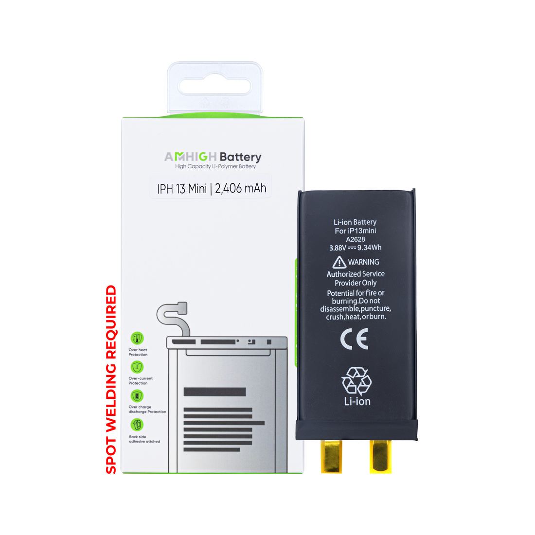 Para bateria de iPhone 13 Mini da Apple (Soldadura por pontos necessária) Sem BMS/IC OEM