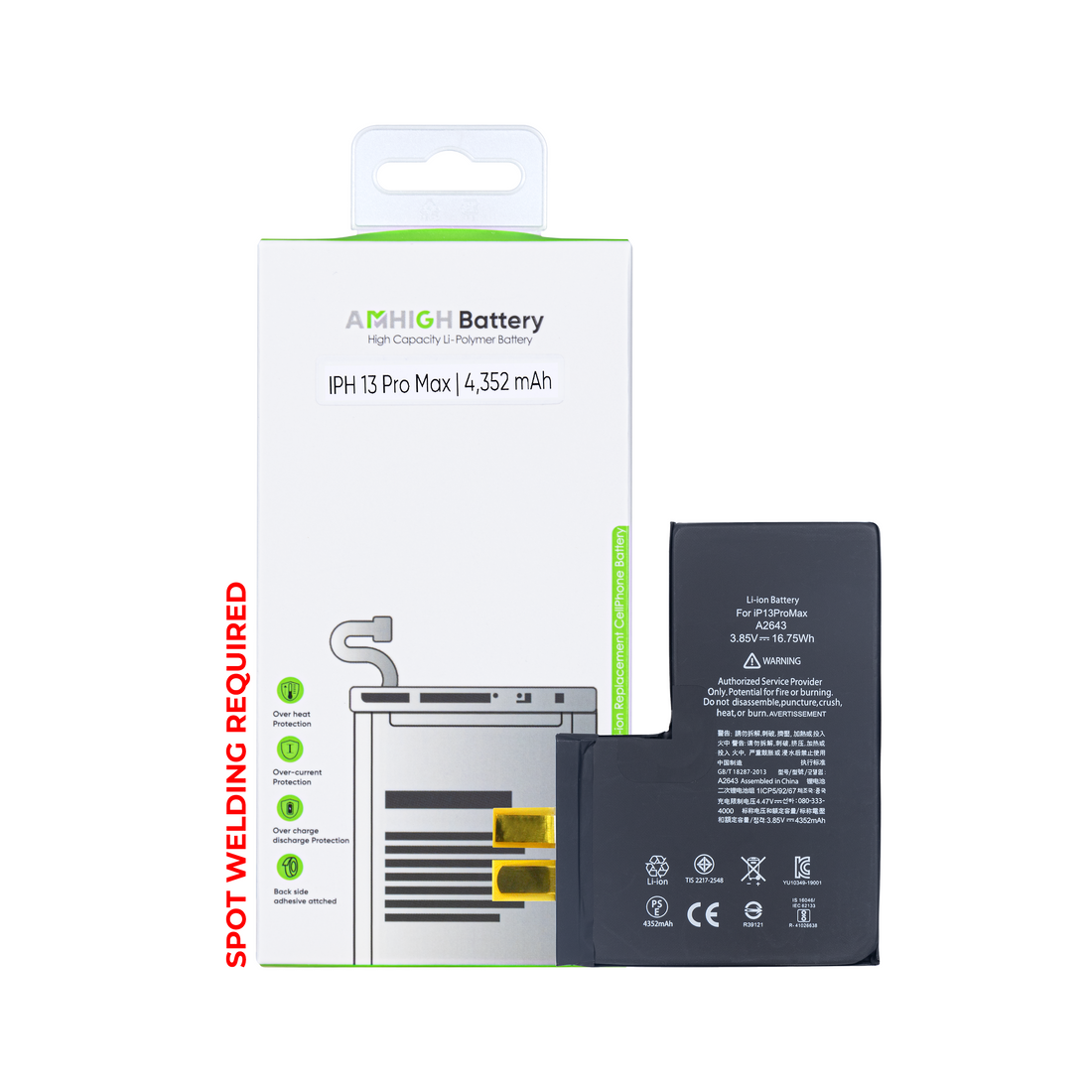 Para Bateria Apple iPhone 13 Pro Max (Soldadura por Pontos Necessária) Sem BMS/IC OEM