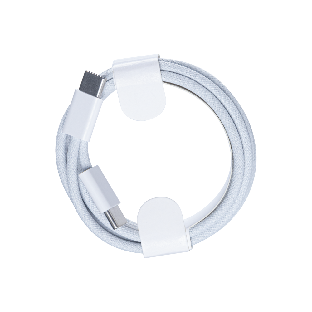 لكابل أبل آيفون 15، 16، 17 USB-C إلى USB-C منسوج بطول 200 سم، 60 واط، أبيض بكميات كبيرة