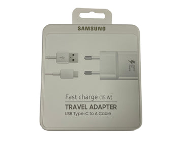 Samsung Fast Charger USB-A 15W With USB-A To USB-C Cable White Original Retail Box
