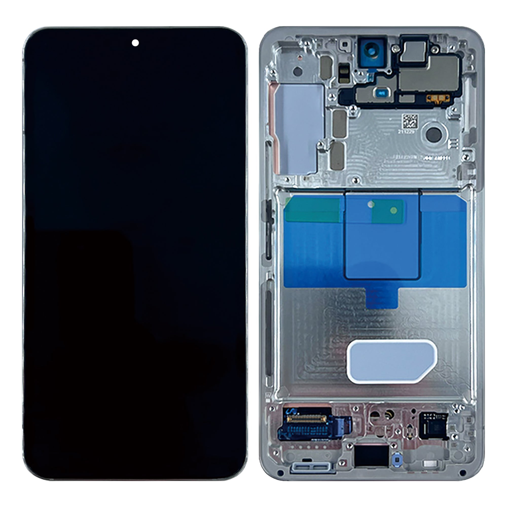 Ecrã e Digitalizador Samsung Galaxy S22 S901B com Moldura Phantom White. Creme. Azul-Céu. Embalagem de Serviço.