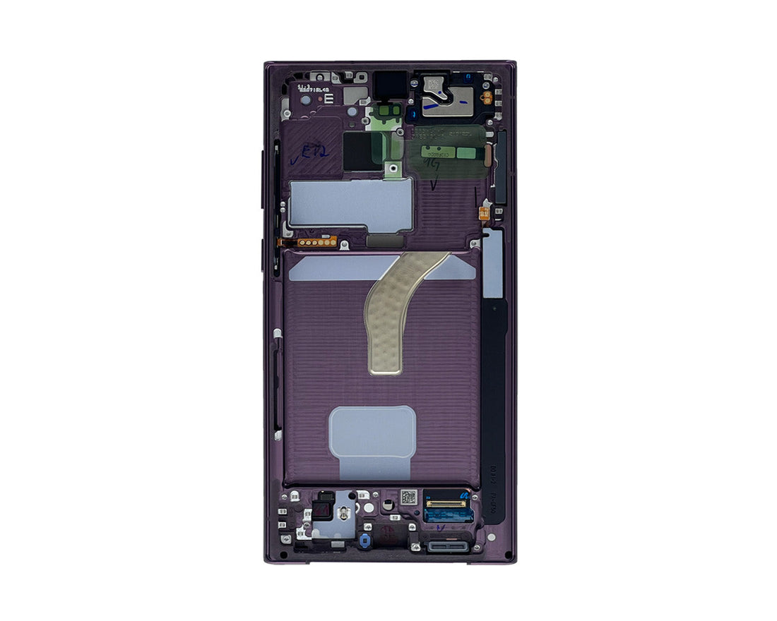 Ecrã e Digitalizador Samsung Galaxy S22 Ultra S908B Com Moldura Burgundy Service Pack