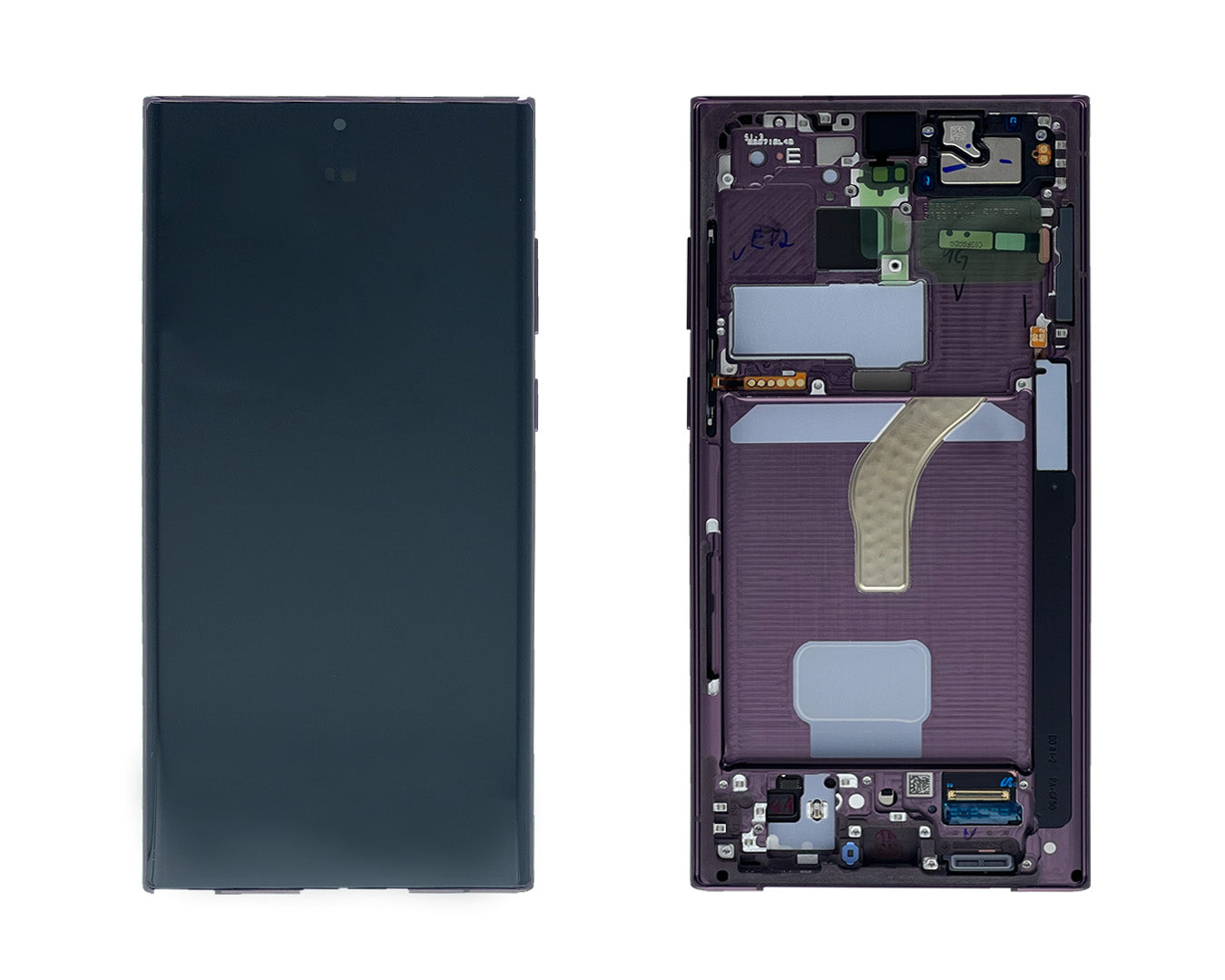 Ecrã e Digitalizador Samsung Galaxy S22 Ultra S908B Com Moldura Burgundy Service Pack