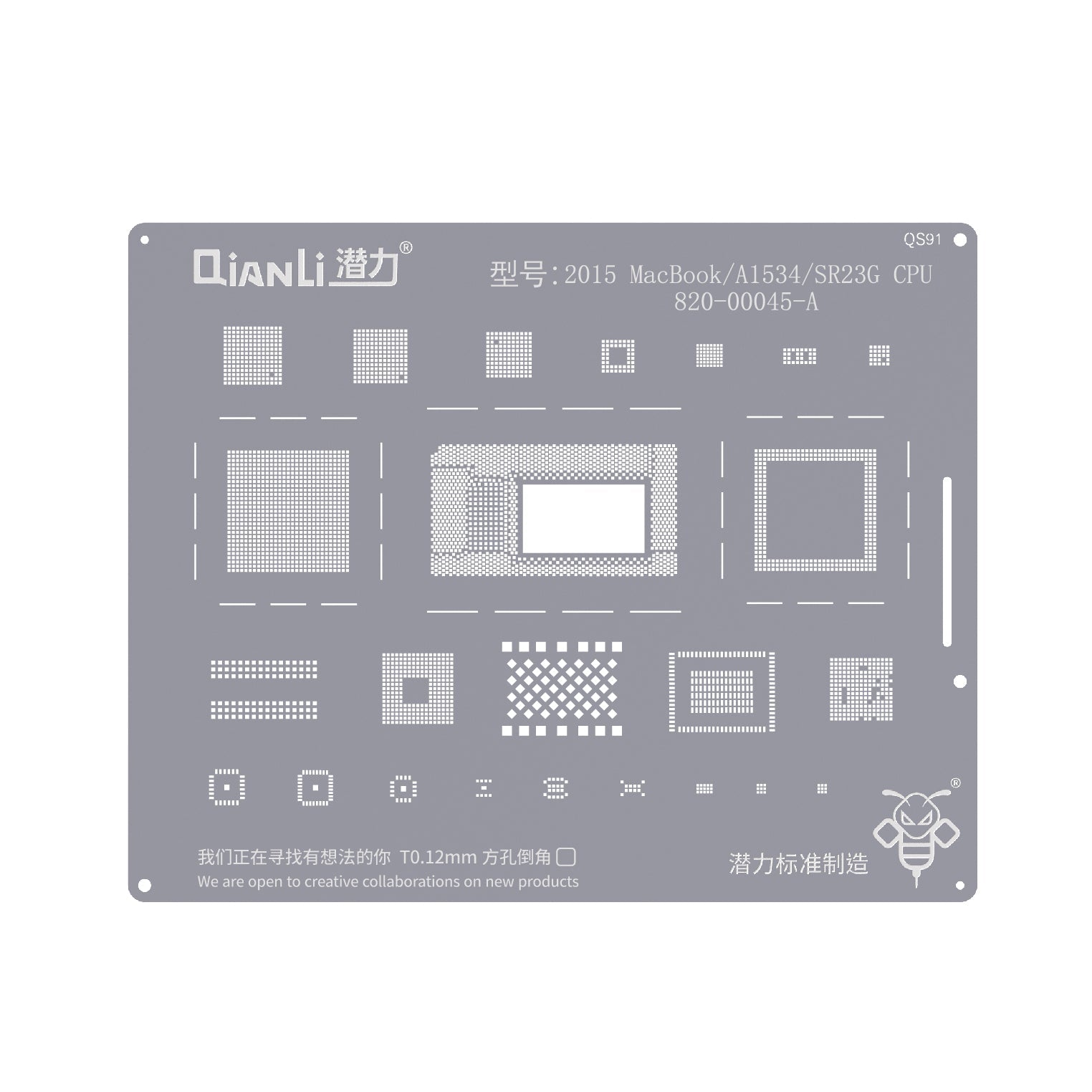 QIANLI Bumblebee Stencil QS91 For Apple MacBook (2015) A1534. SR23G. CPU 820-00045-A