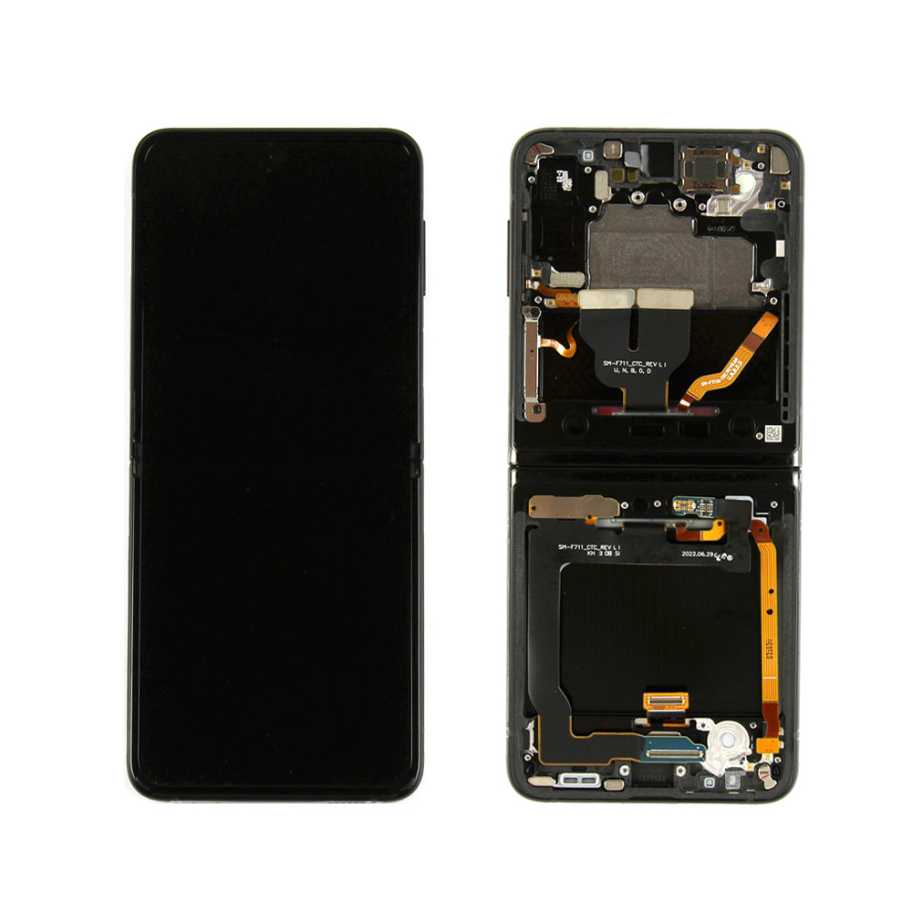 Samsung Galaxy Z Flip3 F711B شاشة رئيسية ومحول رقمي مع إطار (فانتوم أسود) حزمة خدمة