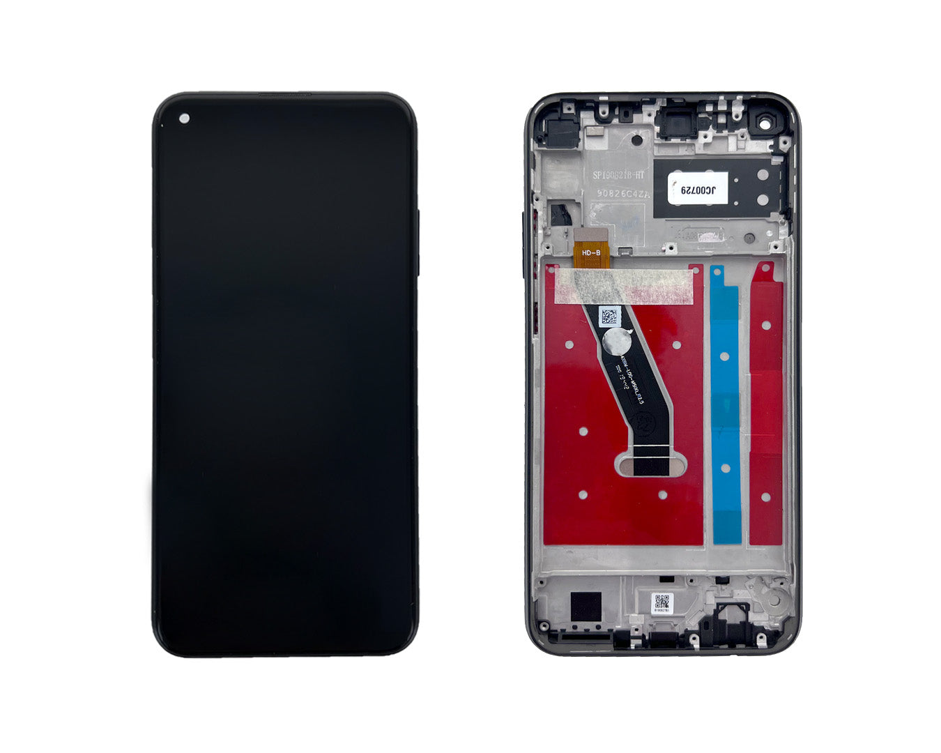 Ecrã e Digitalizador com Aro Huawei P40 Lite E Preto (Midnight Black) OEM