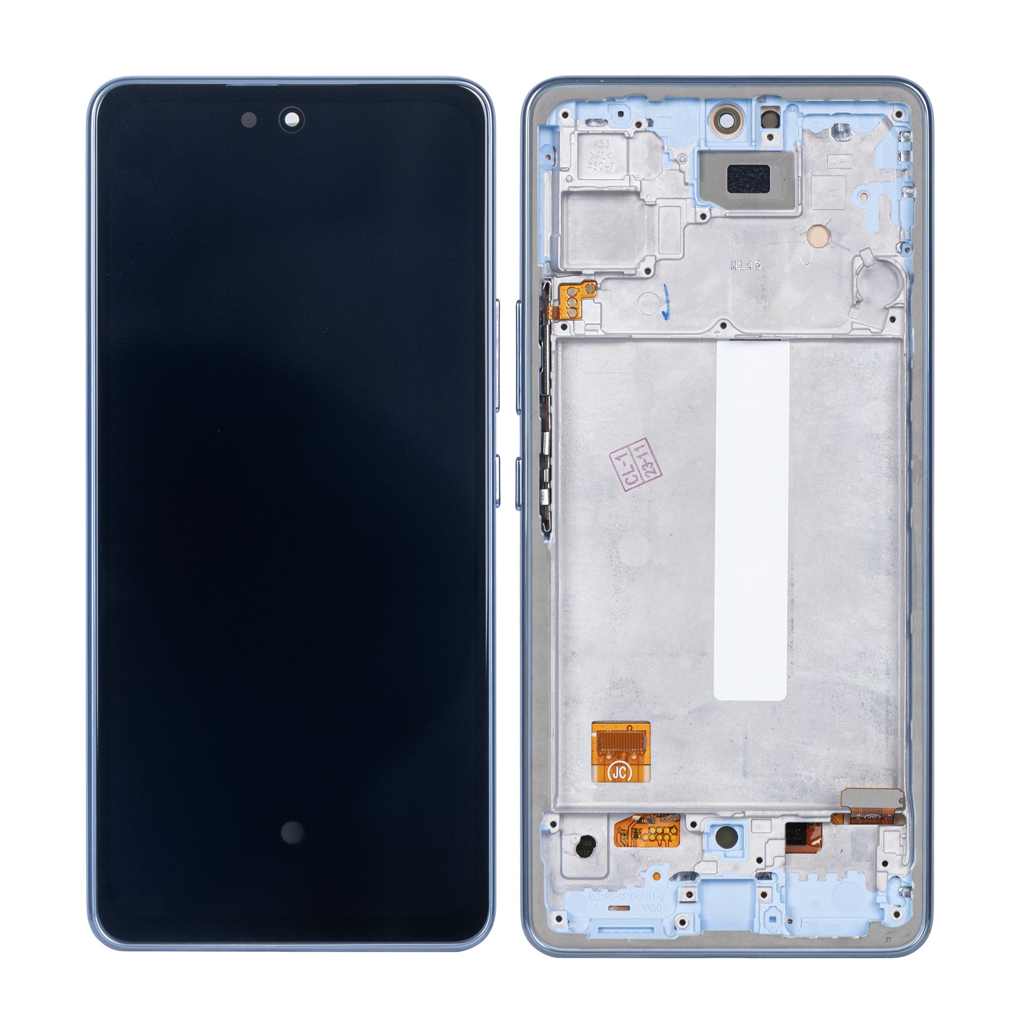 شاشة عرض وجهاز رقمي لهاتف Samsung Galaxy A53 5G A536B مع إطار أزرق من نوع Soft-OLED