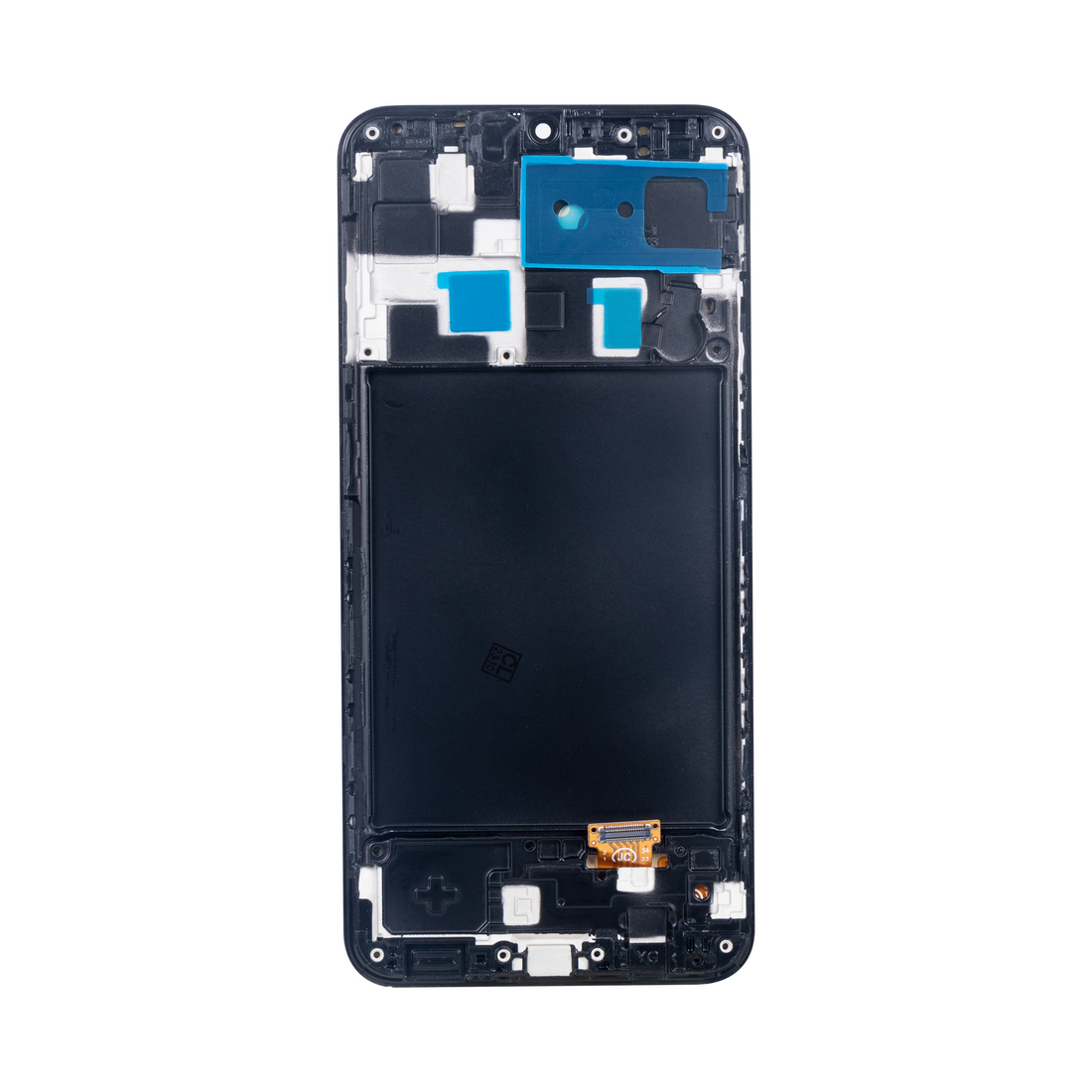 شاشة Samsung Galaxy A20 A205F مع محوّل رقمي وإطار أسود، من نوع Soft-OLED