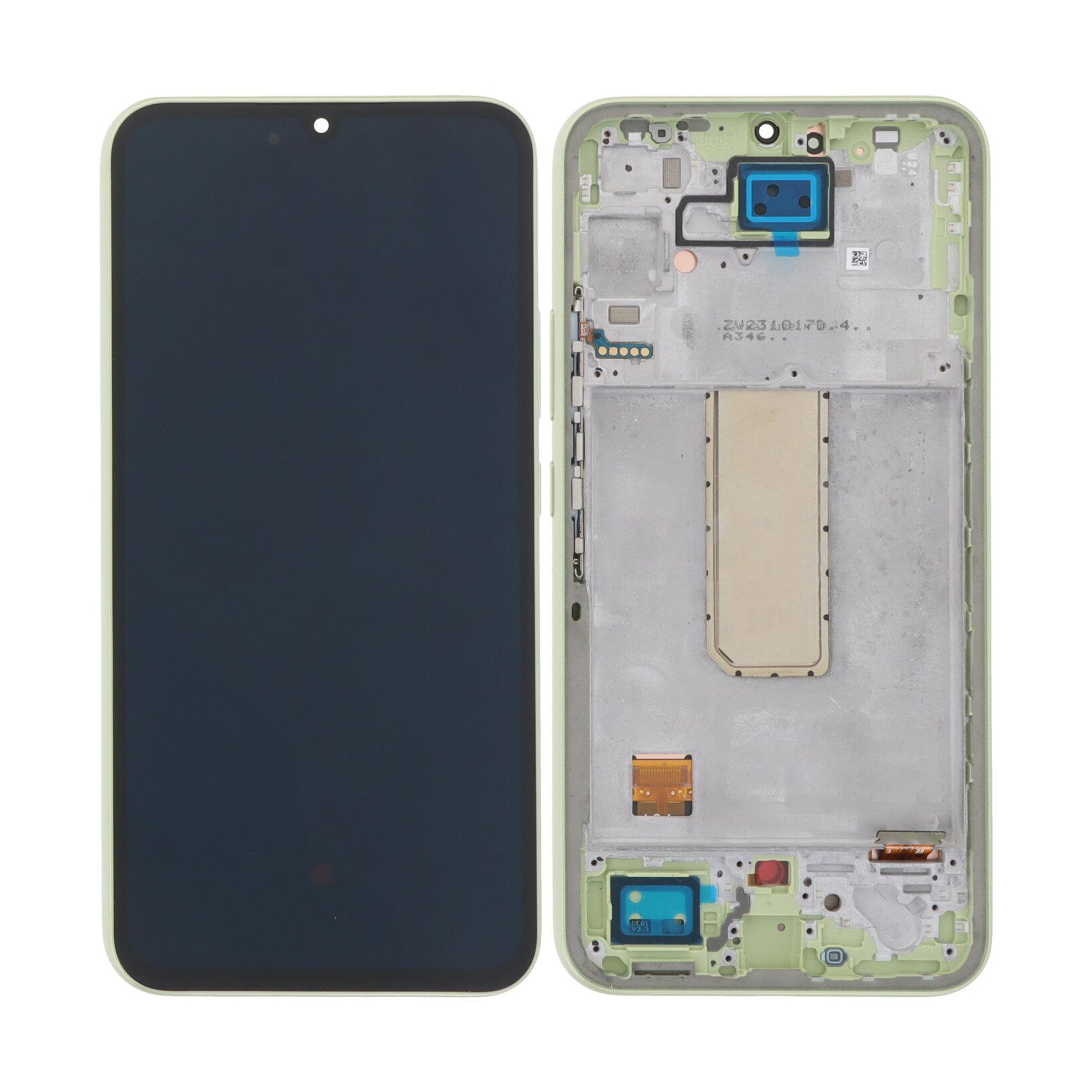 شاشة عرض ومحول رقمي سامسونج جالكسي A34 5G A346B مع إطار، أخضر ليموني، سوفت-AMOLED