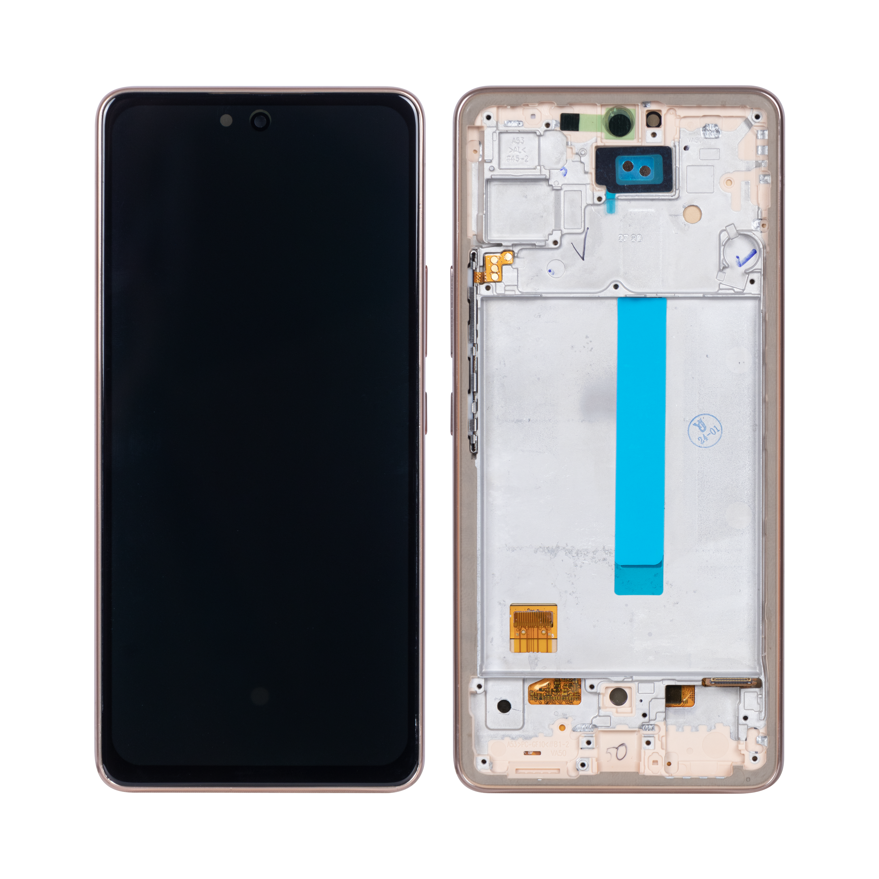 Samsung Galaxy A53 5G A536B Ecrã e Digitalizador com Armação Peach Soft-OLED