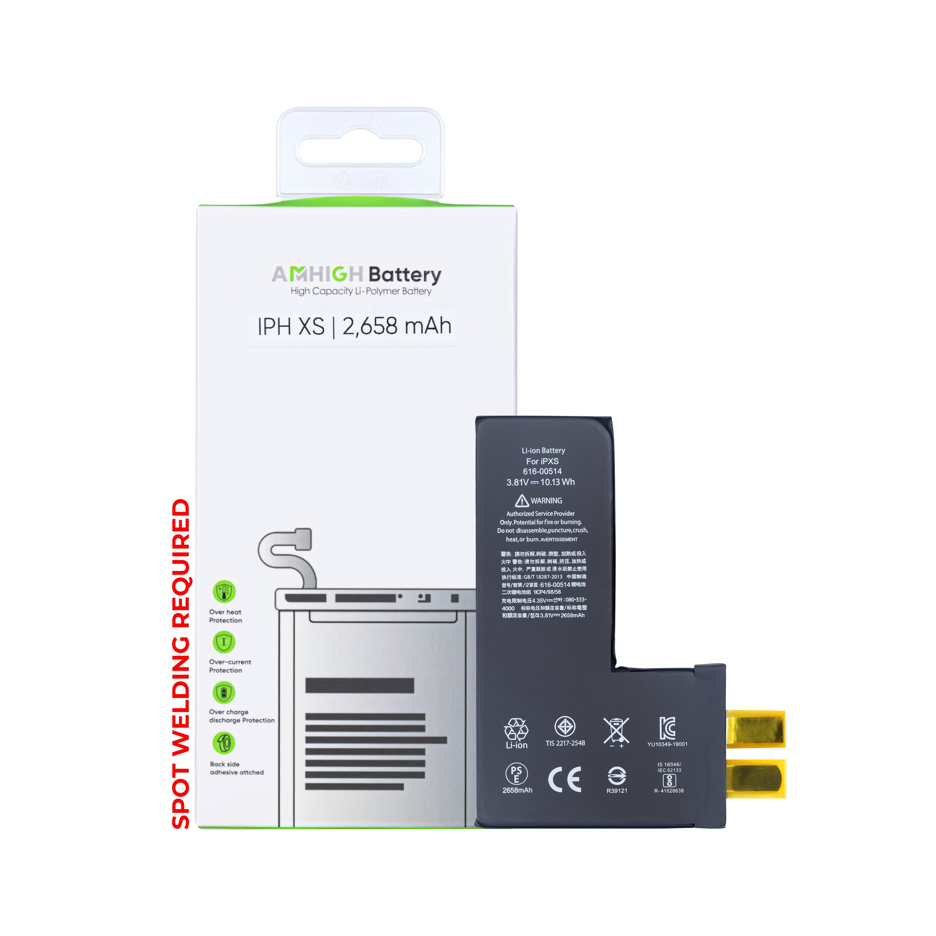 For Apple iPhone XS Battery (Spot Welding Required) No BMS/IC OEM