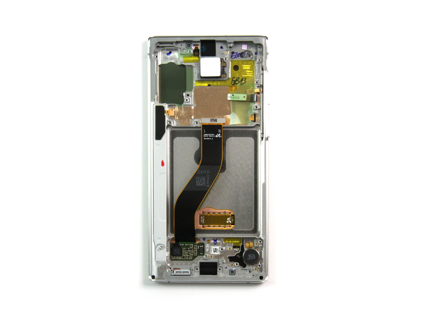 Samsung Galaxy Note 10 N970F Ecrã e Digitalizador com armação Aura White Service Pack
