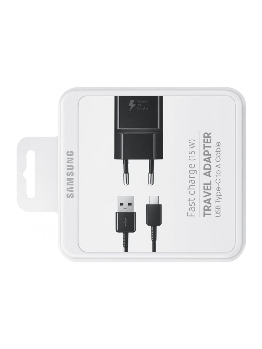شاحن سامسونج سريع مع كابل USB-A إلى USB-C بطول 100 سم، 15 واط، أسود، علبة بيع بالتجزئة أصلية