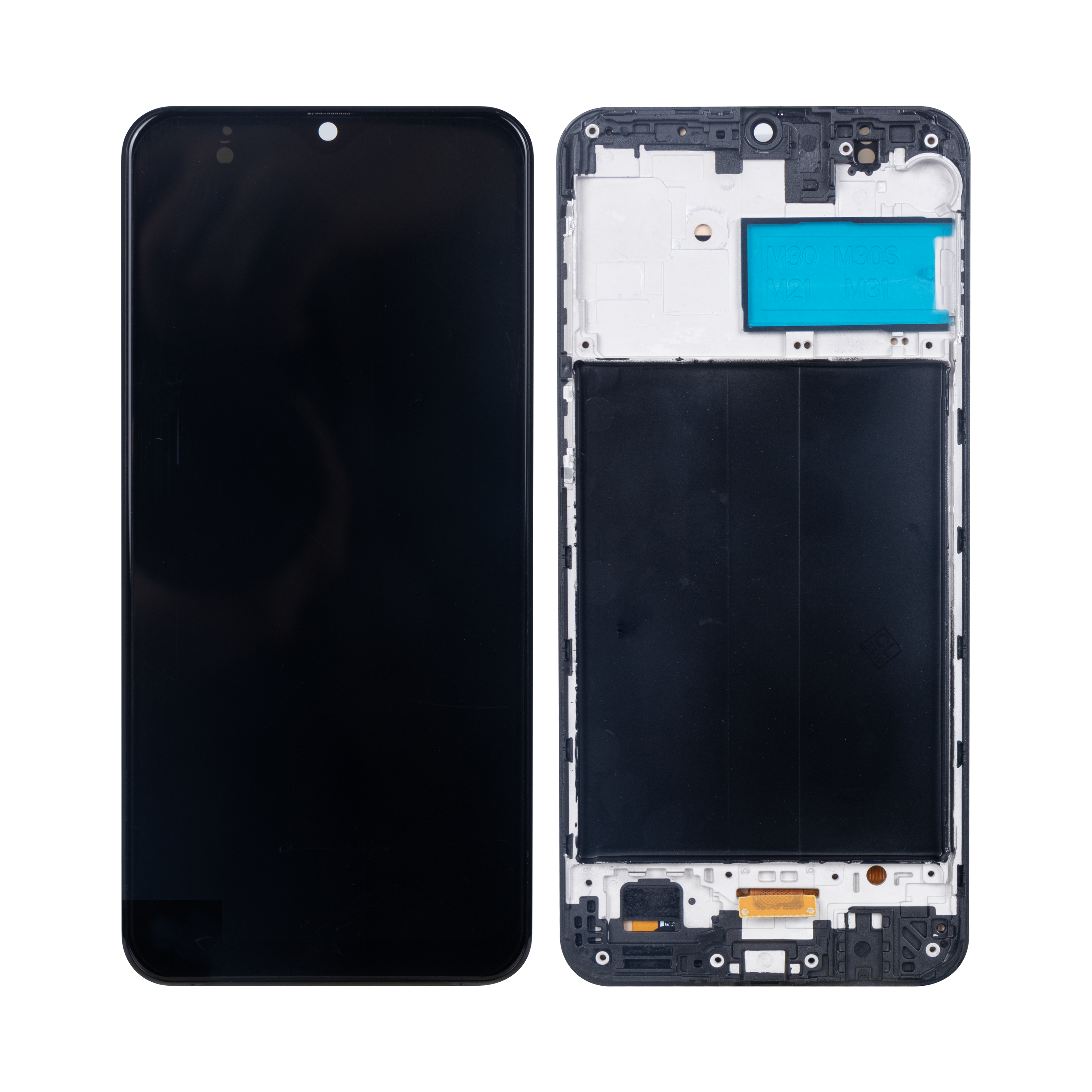 Samsung Galaxy M30 M305F. M30s M307F. M21 M215F. M31 M315F Ecrã e Digitalizador com Aro Preto Soft-OLED