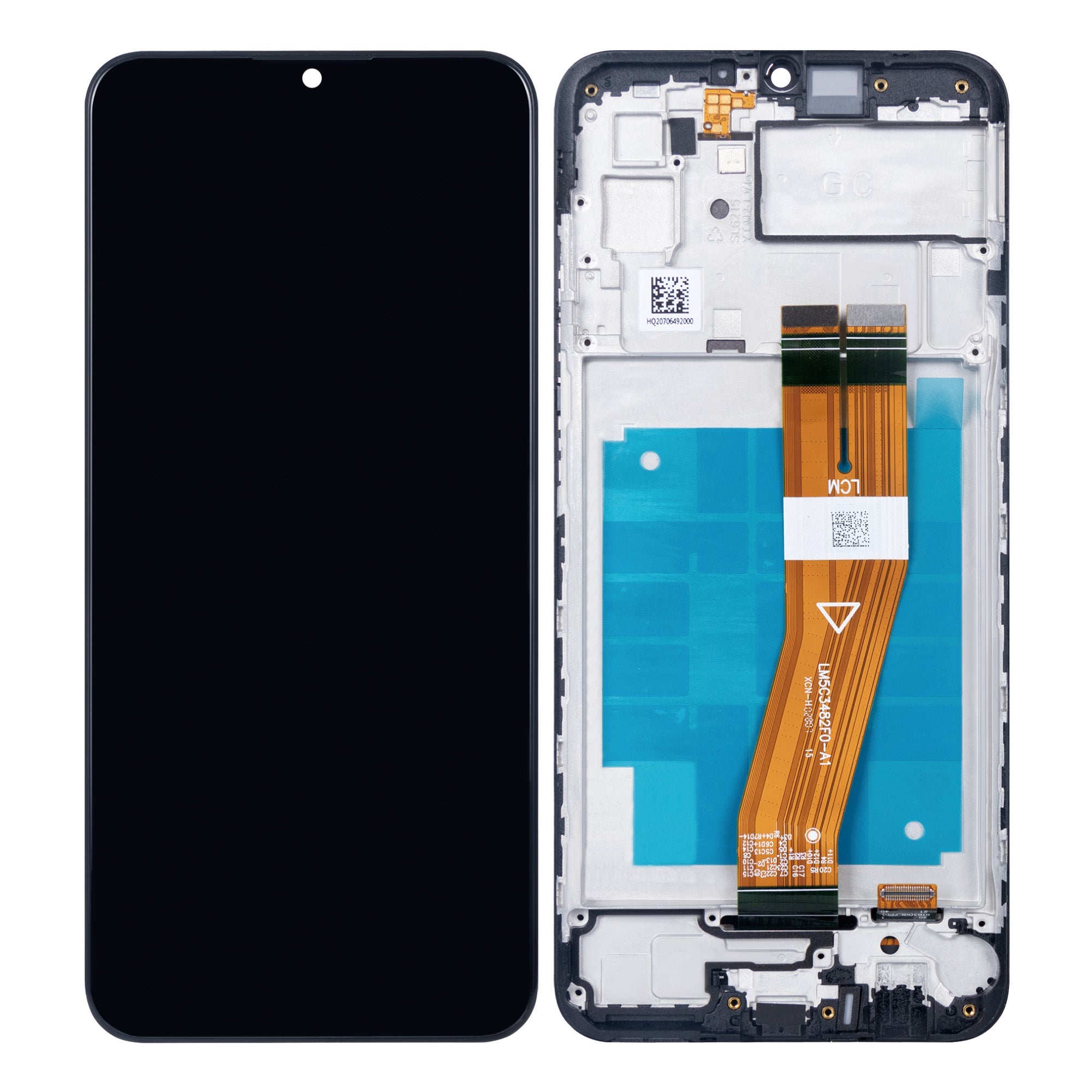 شاشة وعازل رقمي مع إطار (غير أوروبي) لهاتف Samsung Galaxy A03 A035F باللون الأسود Soft-OLED