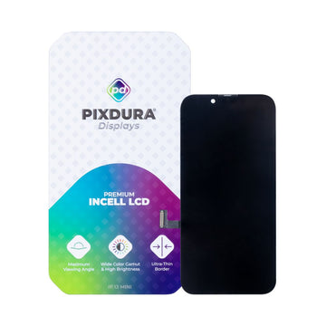PIXDURA لهاتف ابل ايفون 13 ميني شاشة و محوّل رقمي داخل الخلية ممتاز (IC قابل للإزالة) (60 هرتز)