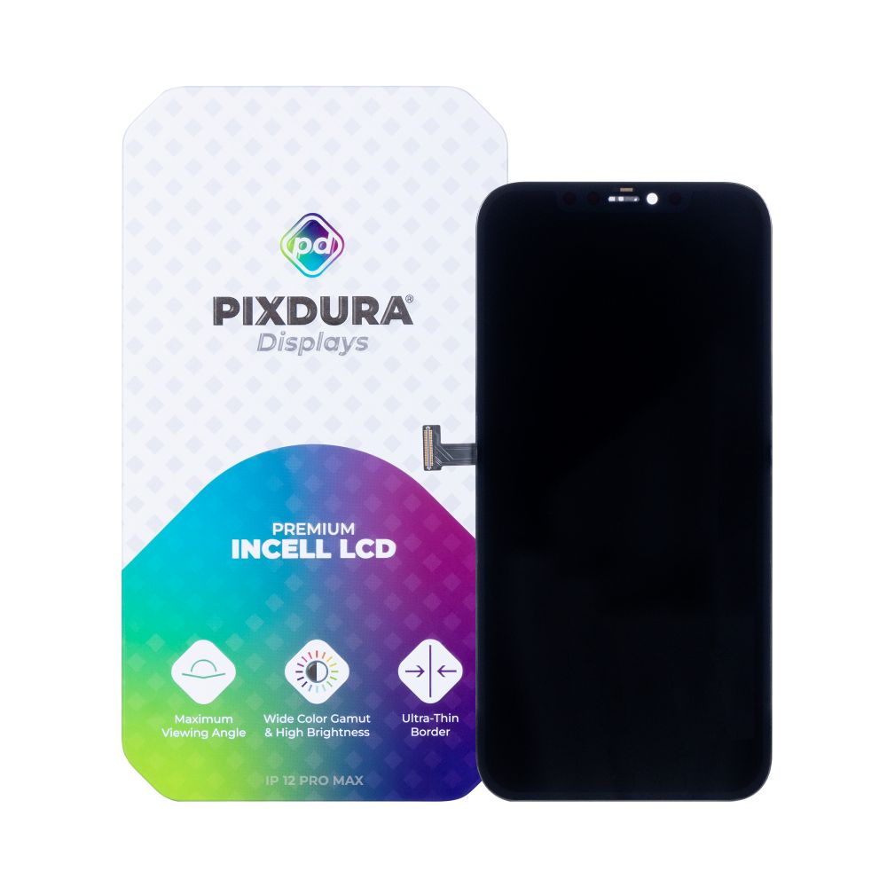 PIXDURA لهاتف آبل آيفون 12 برو ماكس شاشة لمس ورقمنة مدمجة (خلية داخلية) ممتازة (IC قابل للإزالة) (60 هرتز)