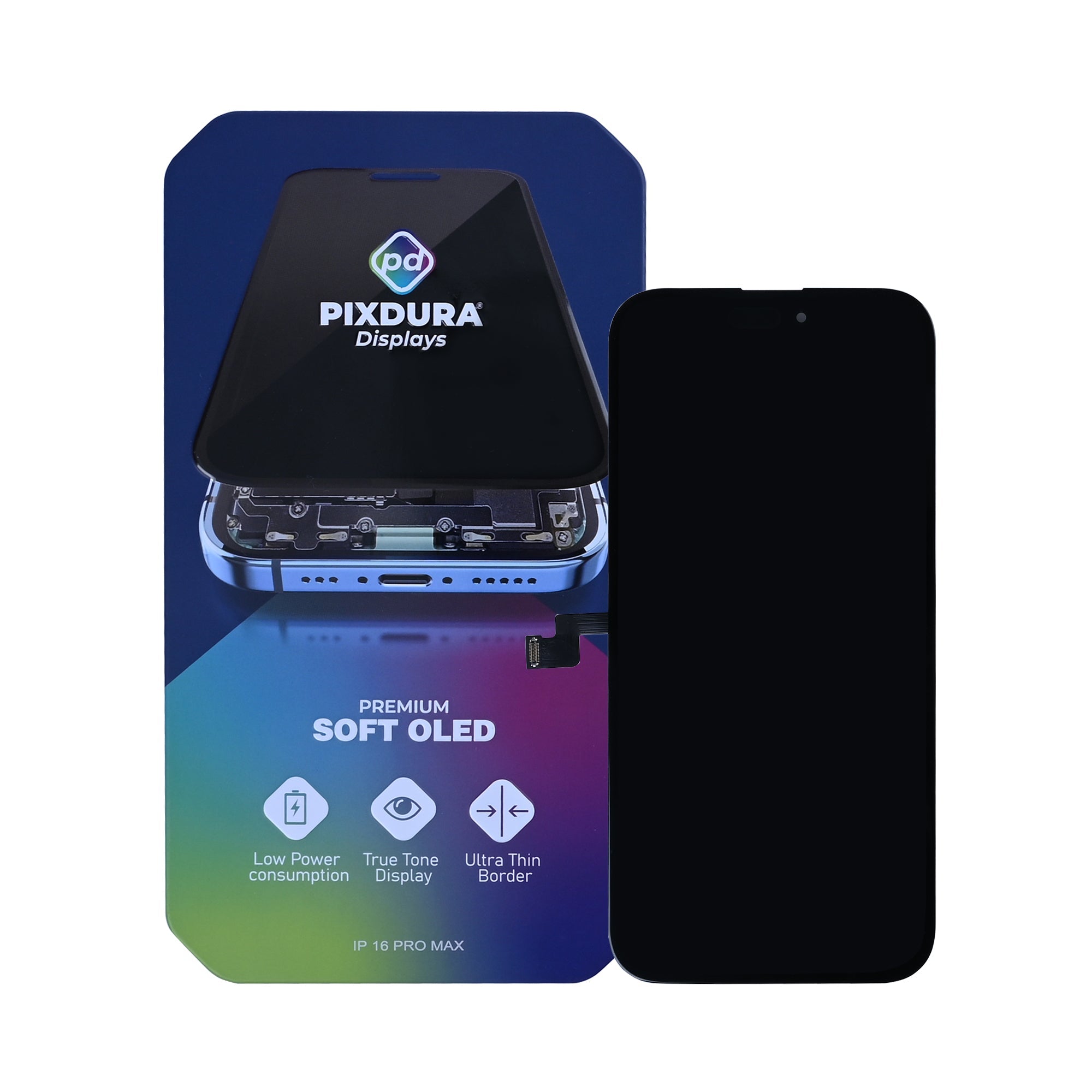 PHK For Apple iPhone 16 Pro Max Display And Digitizer Soft-OLED Premium (IC Removable) (120Hz)