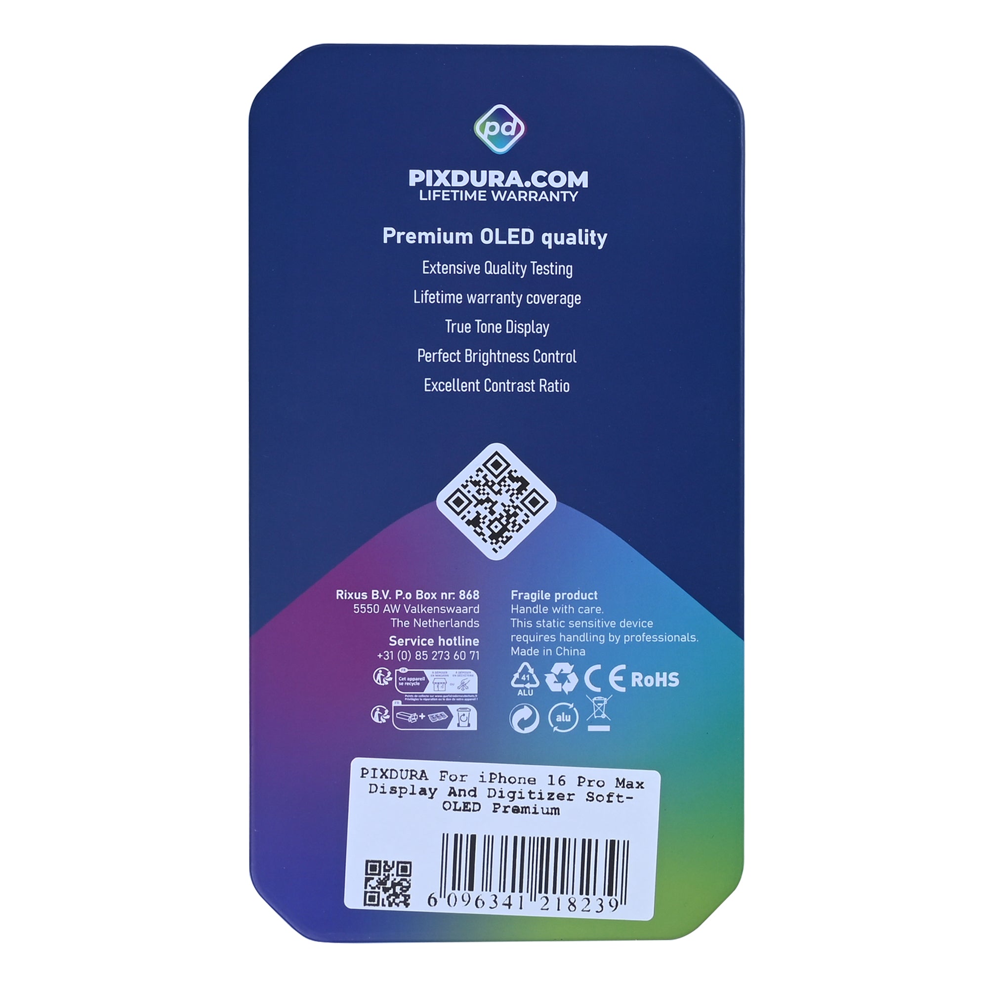 PHK For Apple iPhone 16 Pro Max Display And Digitizer Soft-OLED Premium (IC Removable) (120Hz)