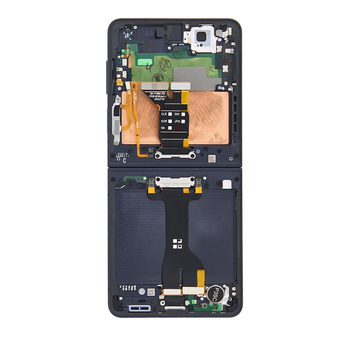 شاشة وهيكل Samsung Galaxy Z Flip7 F766B الرئيسية مع الإطار، باللون الأسود النفاث، حزمة خدمة