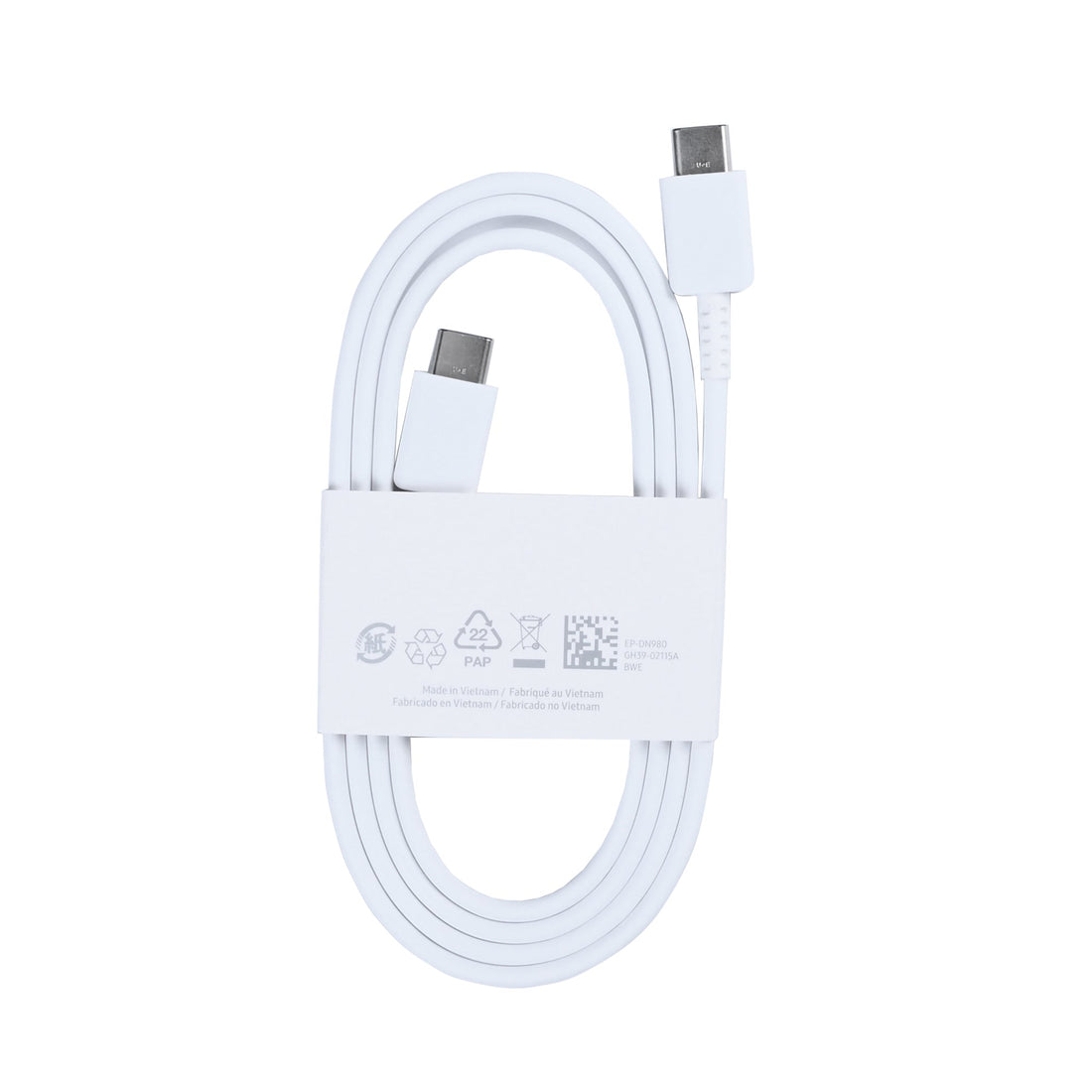 كابل بيانات USB-C إلى USB-C، 100 سم، أبيض، عبوة بيع بالتجزئة