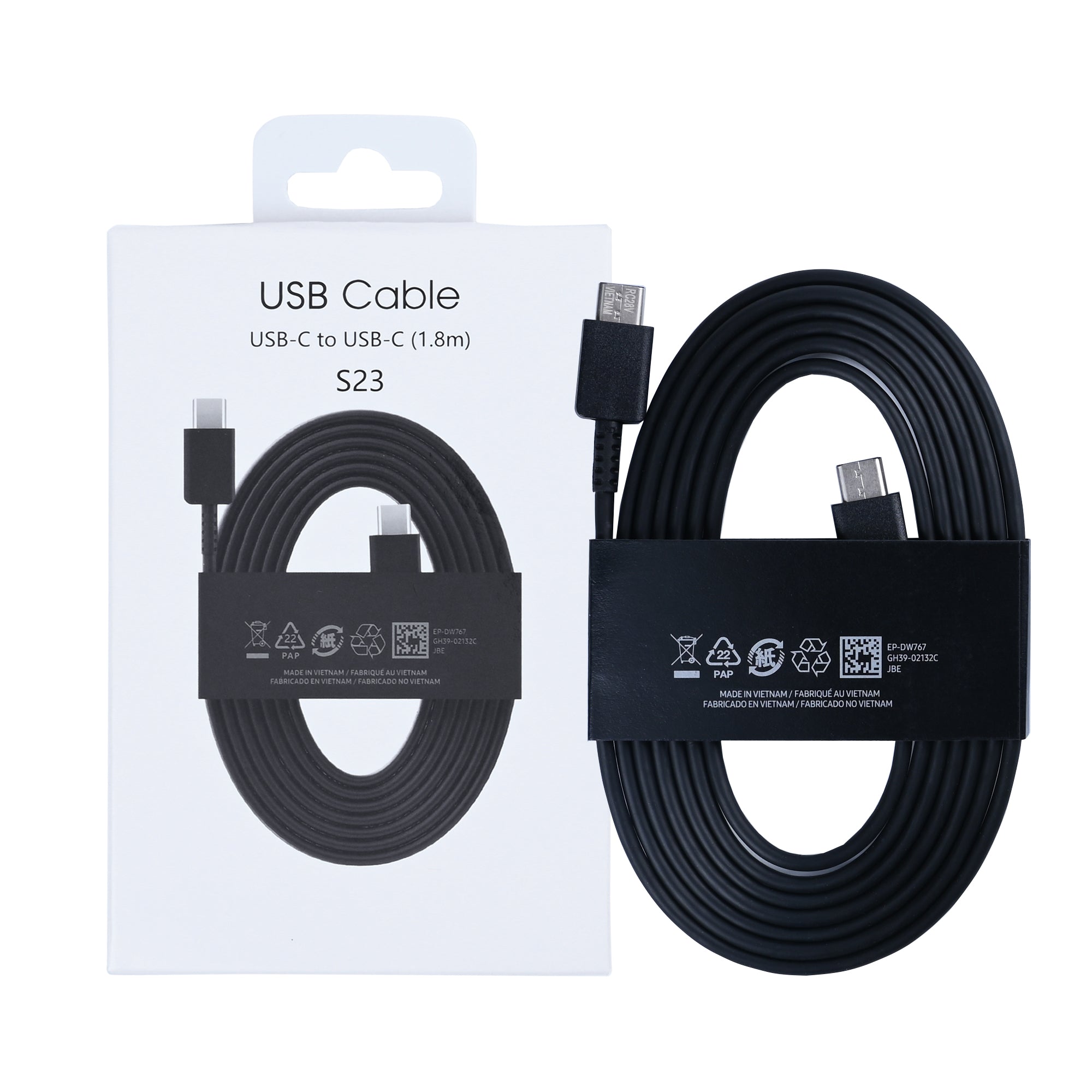 كابل بيانات USB-C إلى USB-C بطول 180 سم، أسود، عبوة بيع بالتجزئة