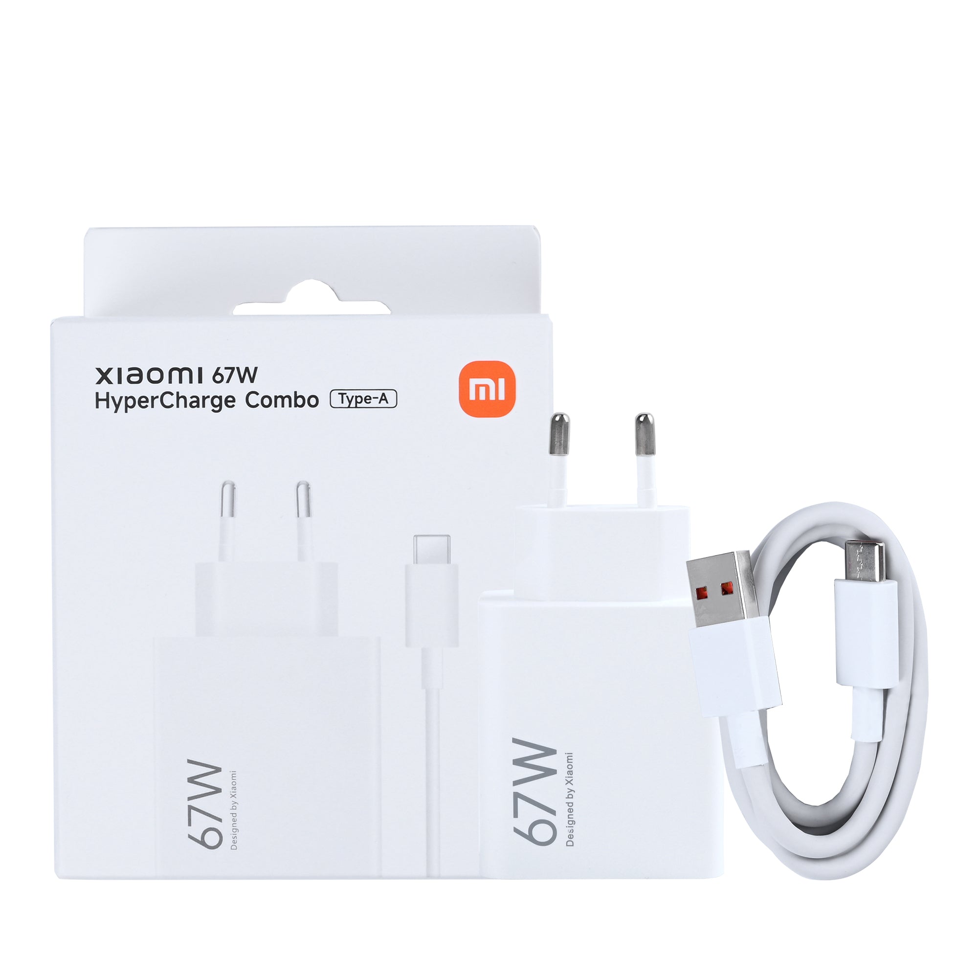 Xiaomi Hyper Charge Combo MDY-12-EH. MDY-15-ET USB-A 100cm 67W أبيض علبة البيع بالتجزئة الأصلية