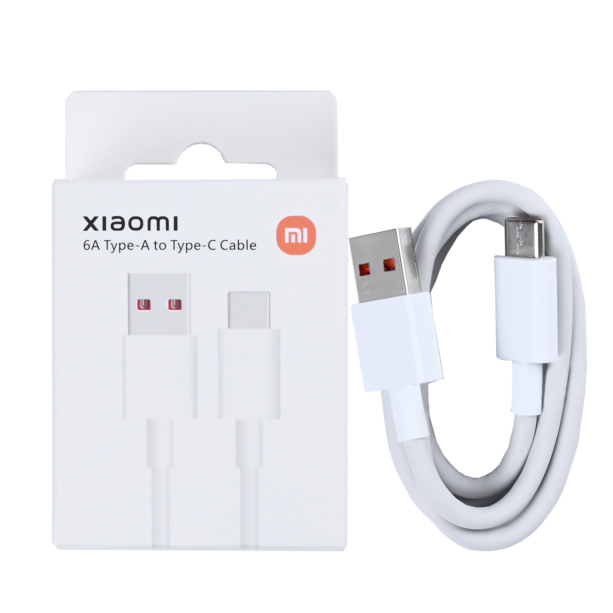 Cabo de Carregamento Rápido Xiaomi USB-A para USB-C 100cm 6A Branco Caixa de Retalho Original