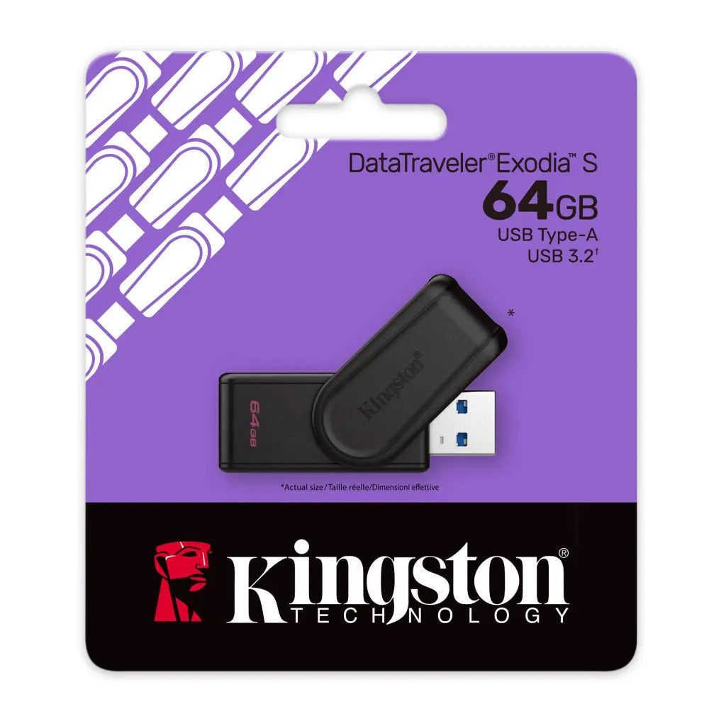 كينغستون 64 جيجابايت DataTraveler Exodia S أسود USB-A 3.2 محرك فلاش أسود