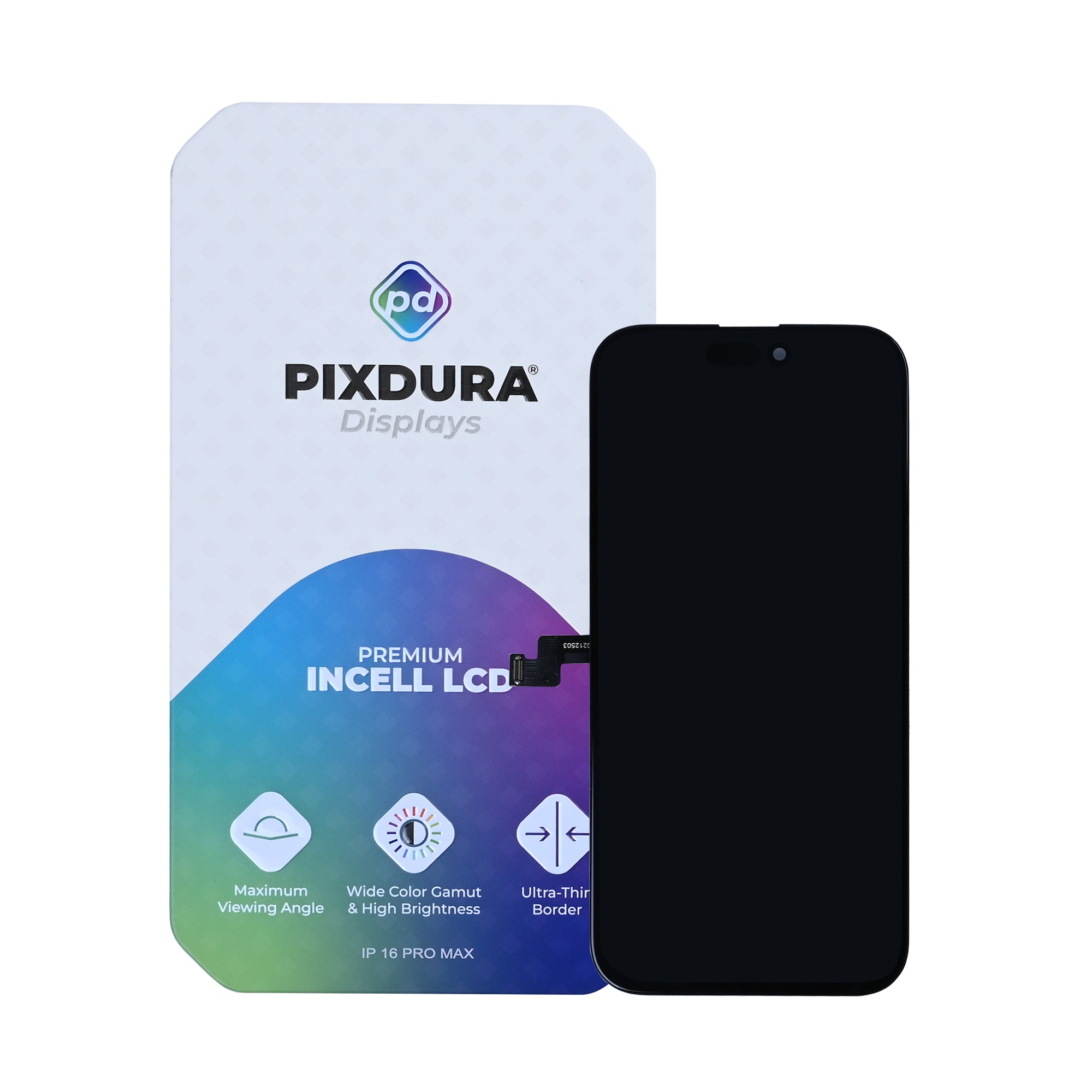 PIXDURA لشاشة وآلة رقمية (ديجتايزر) لهاتف آبل آيفون 16 برو بتقنية In-Cell فاخرة (90 هرتز)