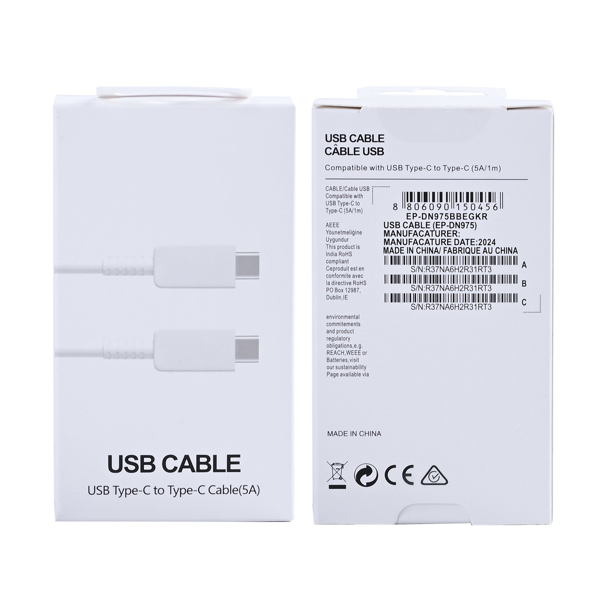 Samsung USB-C Data Cable 100cm 5A White Retail Box