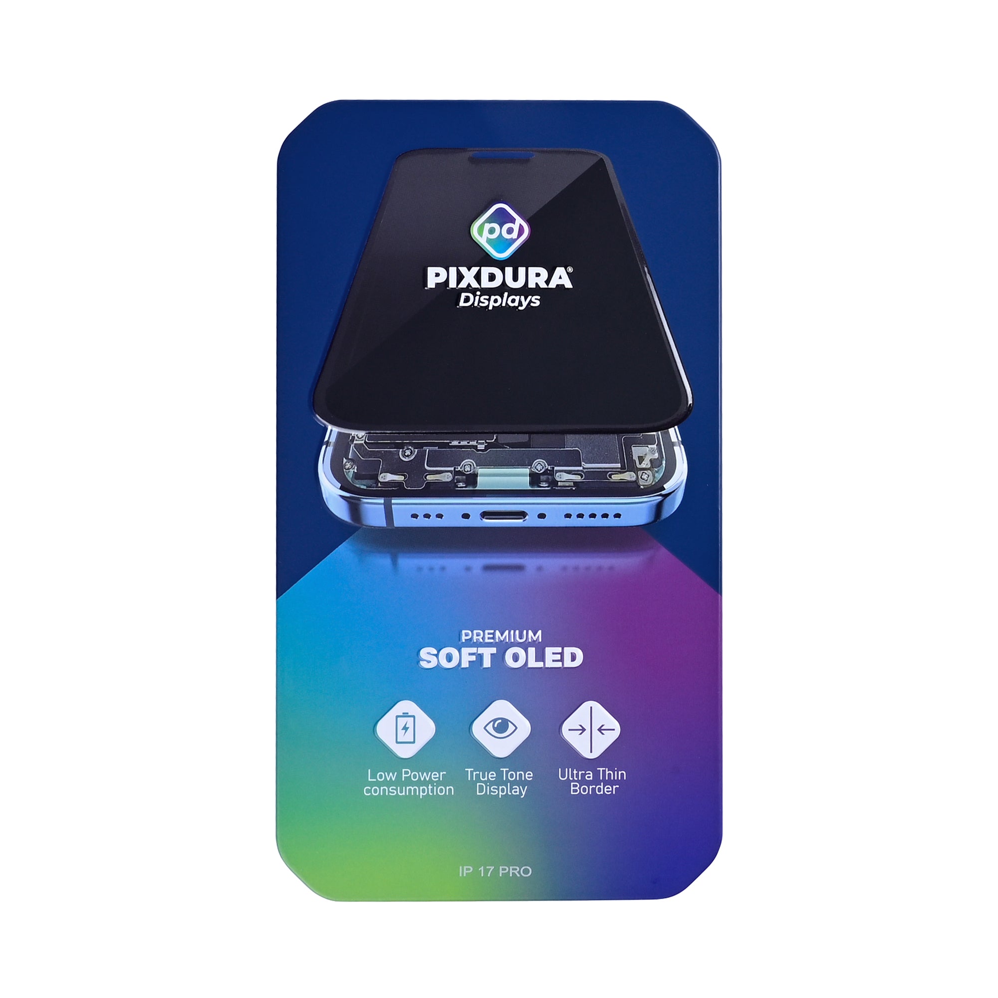 PIXDURA Para Apple iPhone 17 Pro Ecrã e Digitalizador Soft-OLED Premium (IC Removível) (120Hz)
