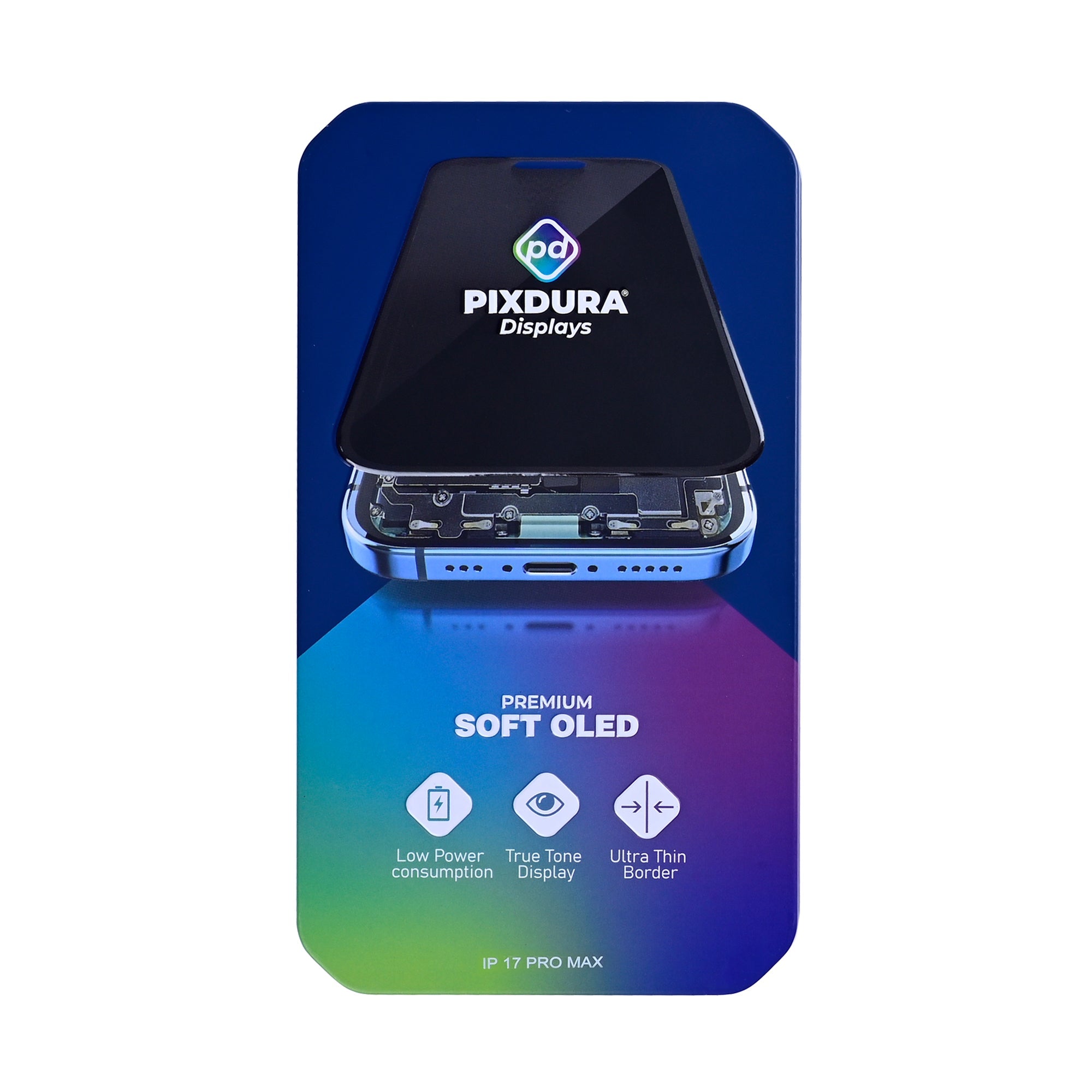 PIXDURA لهاتف ابل ايفون 17 برو ماكس شاشة وديجتايزر سوفت-أوليد بريميوم (IC قابل للإزالة) (120Hz)