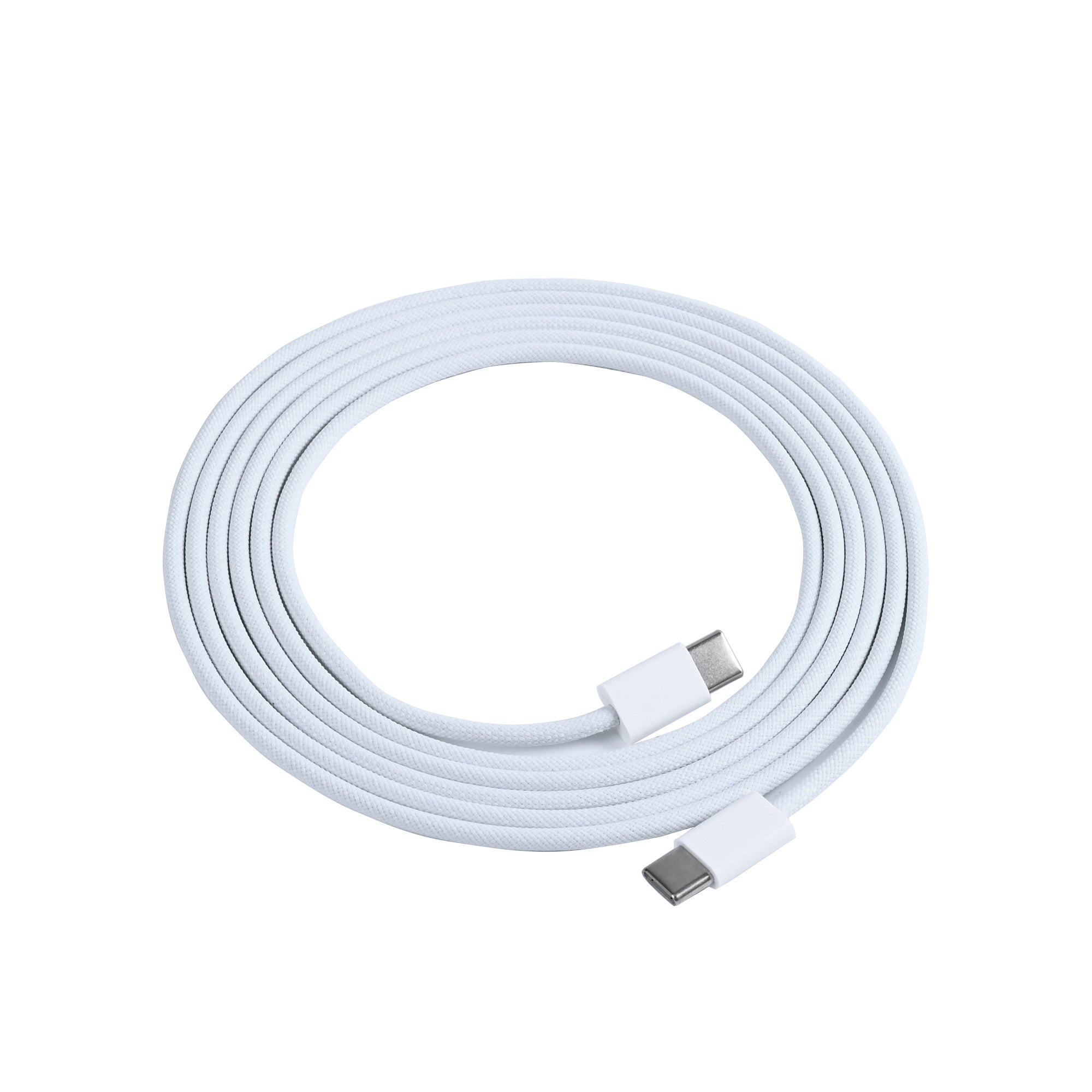 Para Apple iPhone Série 15. Série 16. Série 17 Cabo USB-C para USB-C Entrançado 100cm 60W Branco A granel (Dobra Redonda)