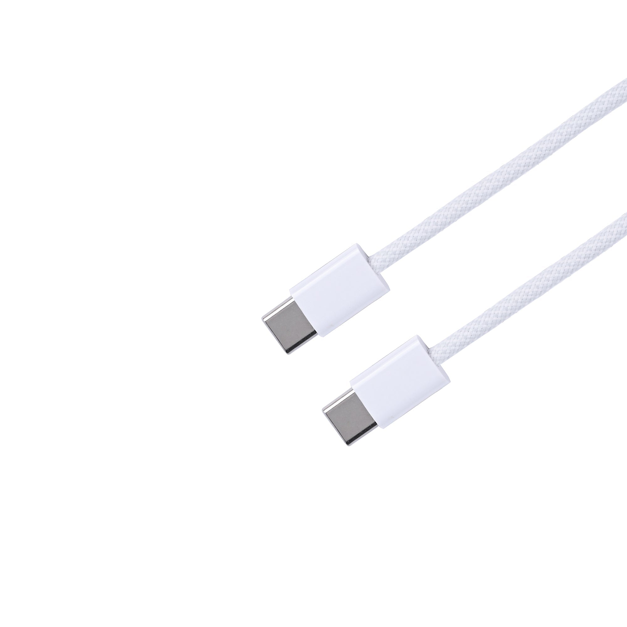 Para Apple iPhone Série 15. Série 16. Série 17 Cabo USB-C para USB-C Entrançado 100cm 60W Branco A granel (Dobra Redonda)