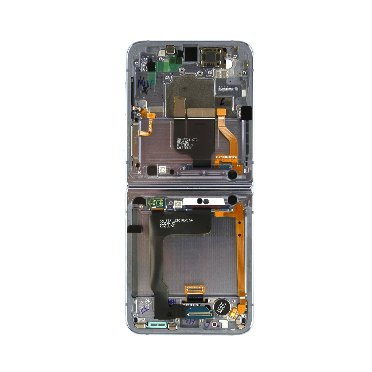 شاشة عرض ومحول رقمي رئيسي لهاتف Samsung Galaxy Z Flip4 F721B مع إطار أزرق (عبوة خدمة)