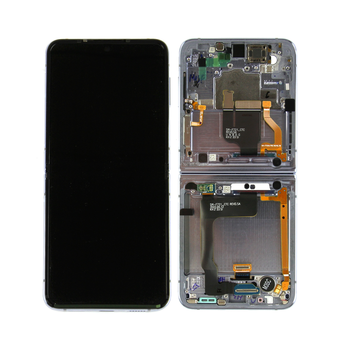 شاشة عرض ومحول رقمي رئيسي لهاتف Samsung Galaxy Z Flip4 F721B مع إطار أزرق (عبوة خدمة)