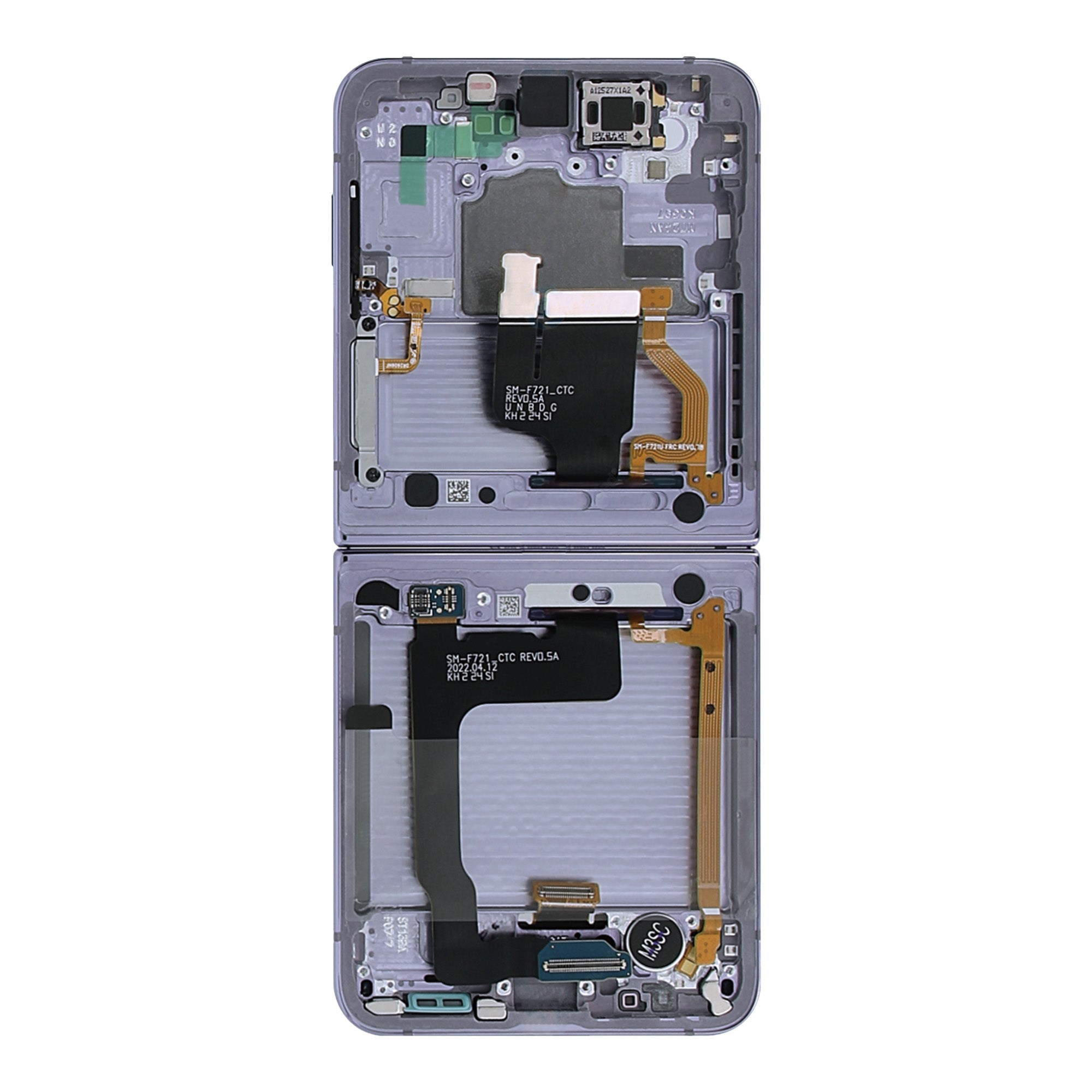 شاشة عرض رئيسية ومحول رقمي مع إطار بلون بنفسجي بورا لهاتف Samsung Galaxy Z Flip4 F721B، حزمة خدمة