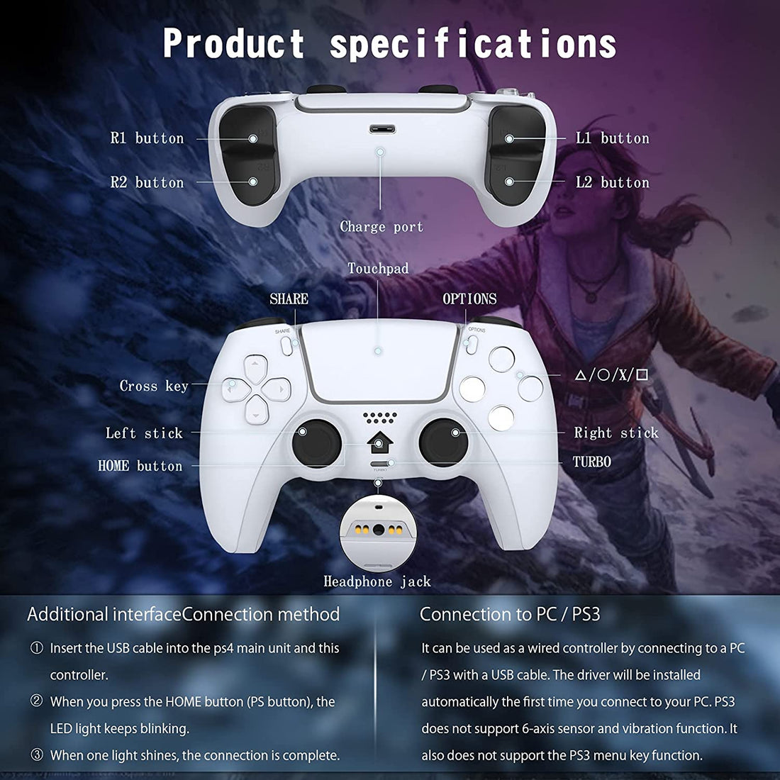 Para Comando de Jogo Bluetooth Sem Fios Sony PlayStation 4 (T28) Branco OEM