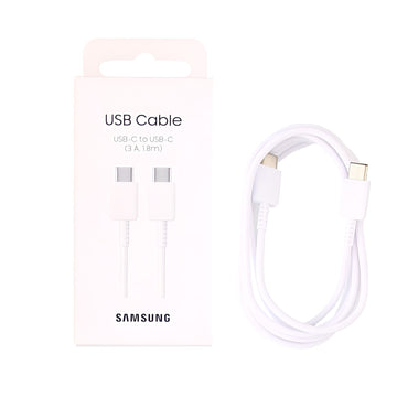 كابل بيانات USB-C إلى USB-C من سامسونج EP-DX310JWEGEU بطول 180 سم و 3 أمبير أبيض مع صندوق بيع بالتجزئة الأصلي