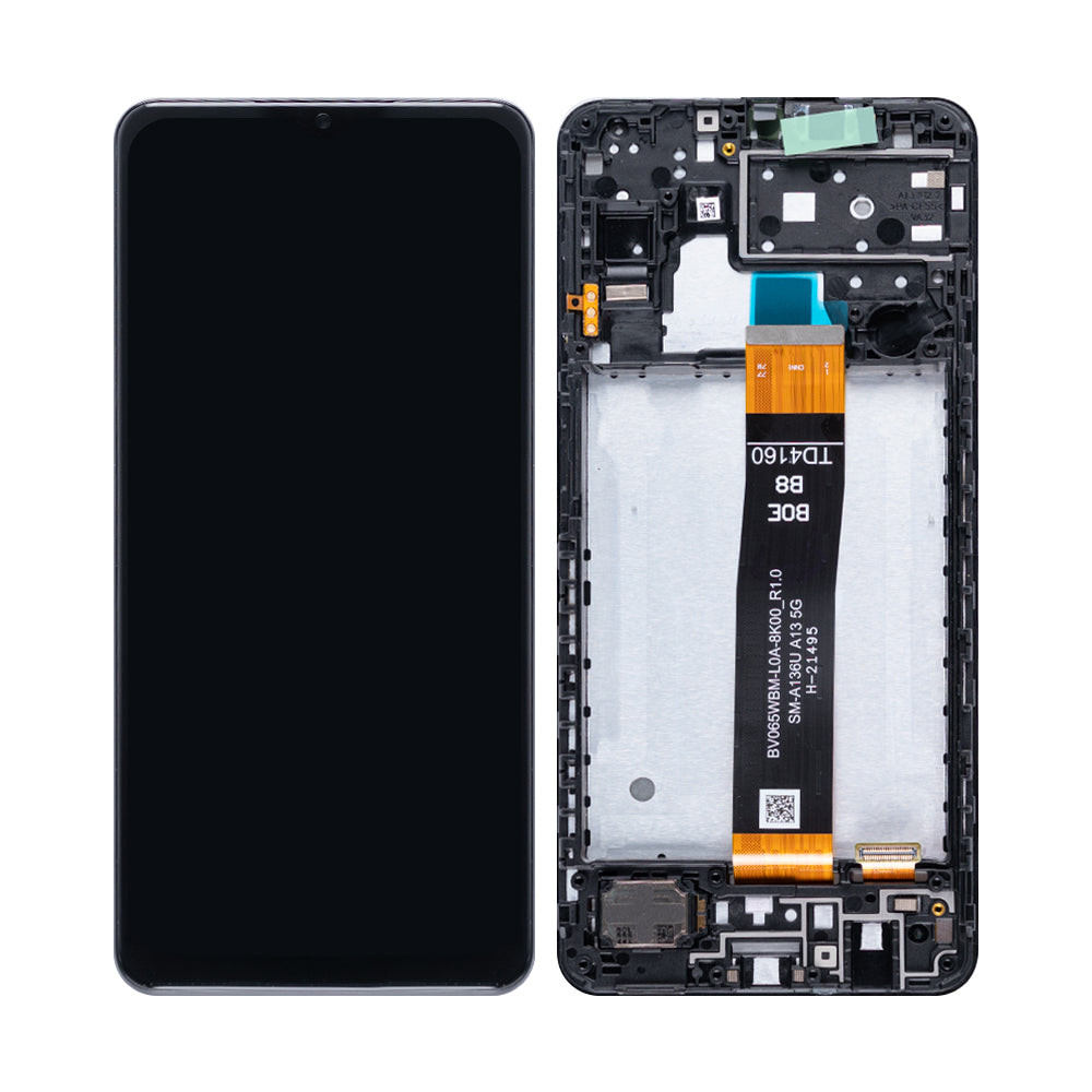 شاشة عرض وديجتايزر لهاتف Samsung Galaxy A13 5G A136B مع إطار، أسود، جودة أصلية (OEM)