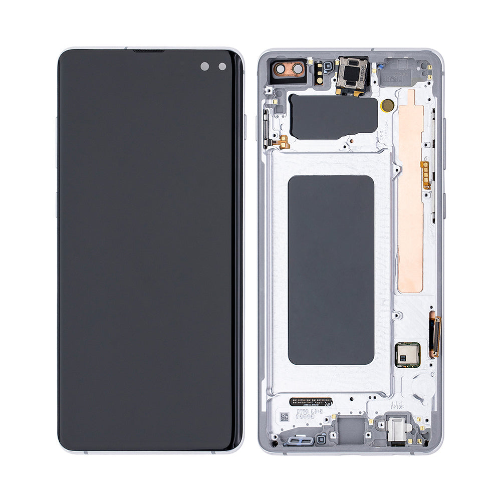 Samsung Galaxy S10 Plus G975F Ecrã e Digitalizador Com Aro Branco Prisma Recondicionado