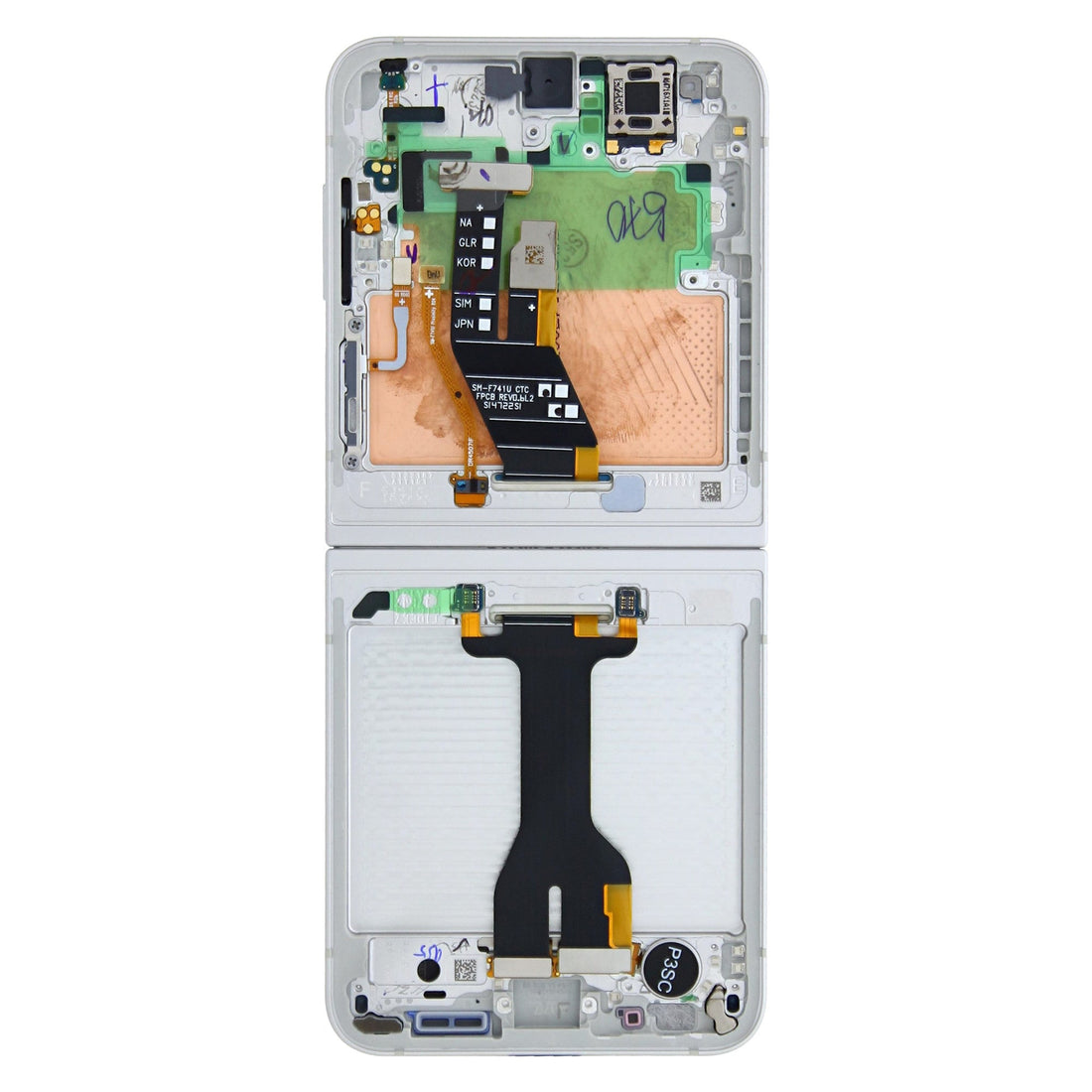 Samsung Galaxy Z Flip6 F741B Main Display And Digitizer With Frame White Service Pack