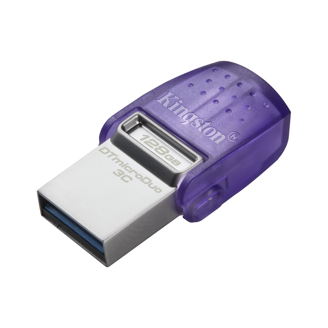 Kingston 128GB DataTraveler MicroDuo 3C 200MB/s ذاكرة فلاش بمنفذي USB-A و USB-C مزدوجة باللون الفضي